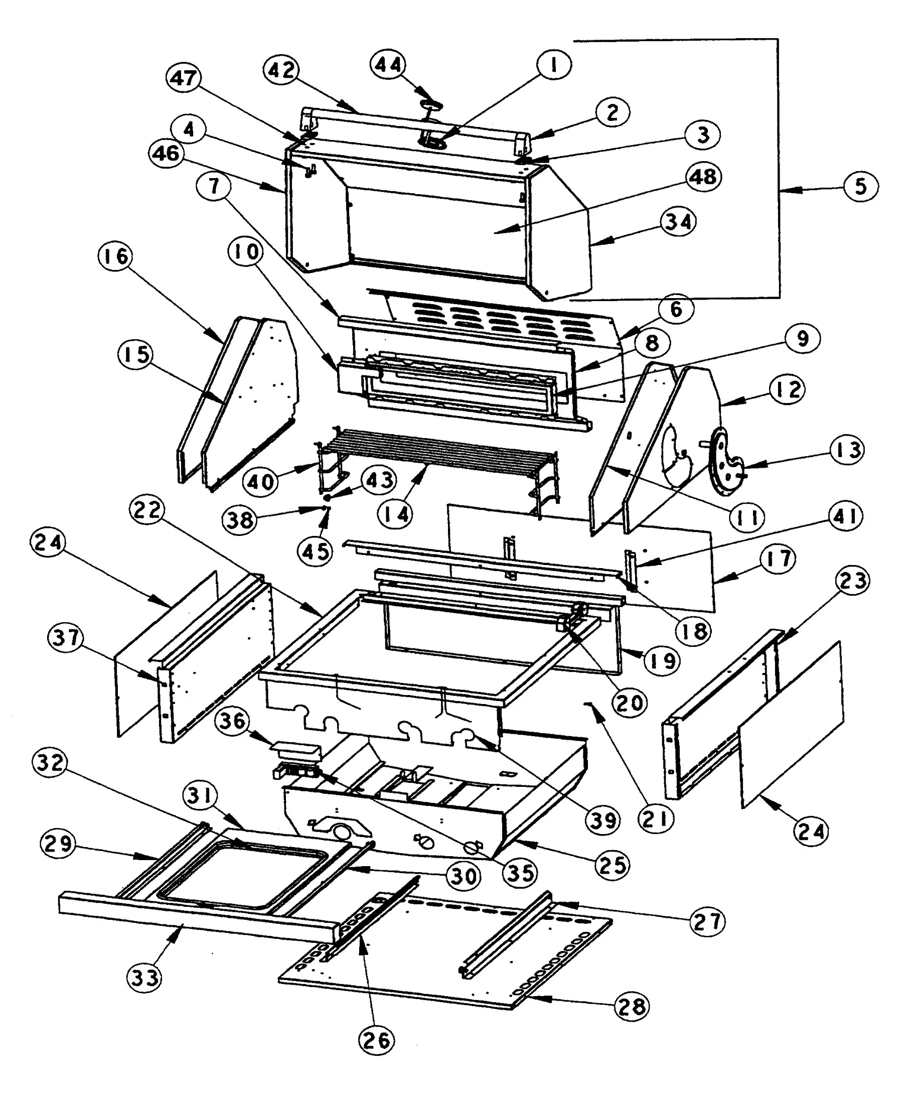 Viking DVGBQ4103RT Grill Grill Subassembly parts diagram