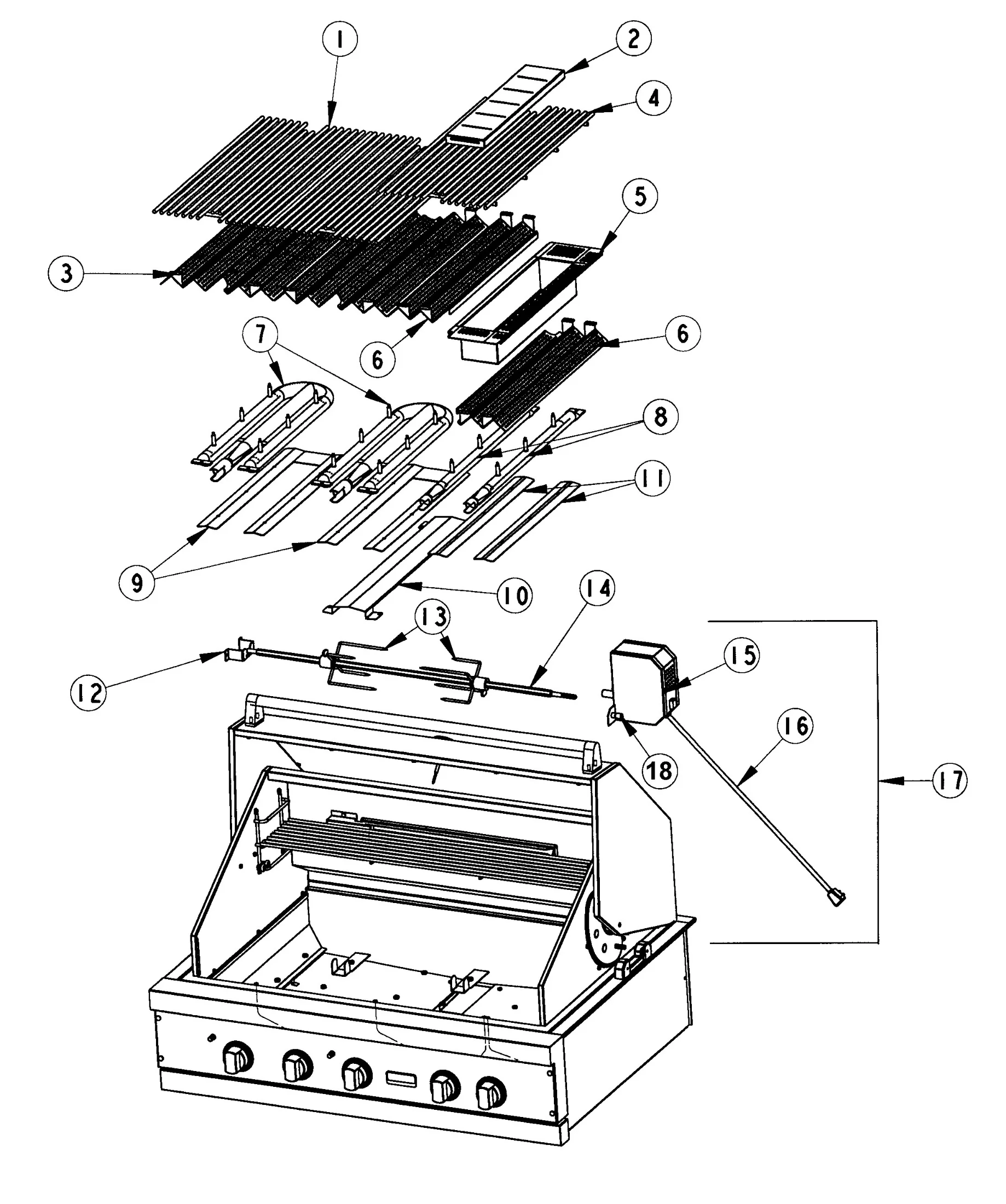 Viking DVGBQ4103RT Grill Burner-grate Assembly parts diagram