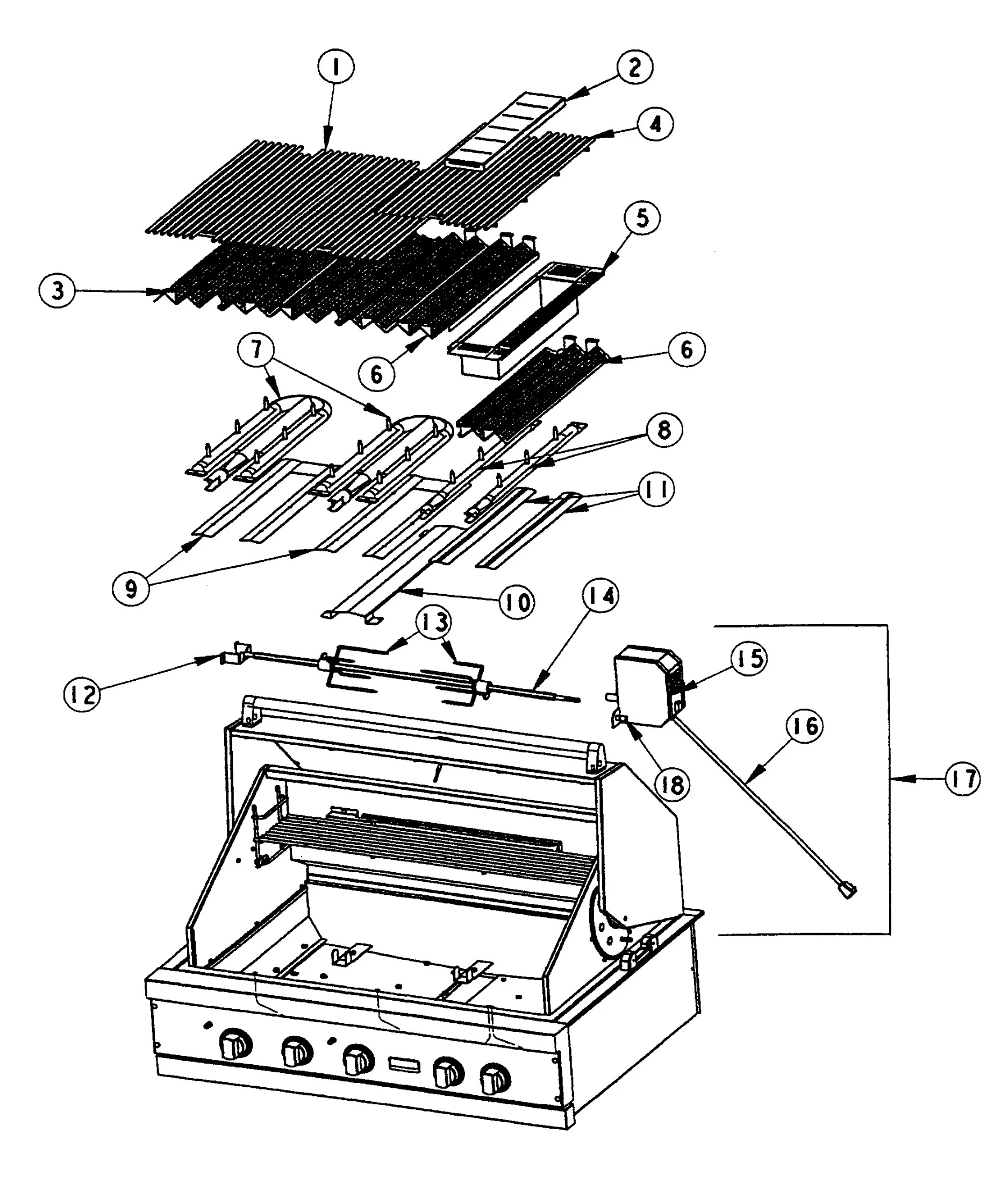 Viking DVGBQ5304RT Grill Burner-grate Assembly parts diagram