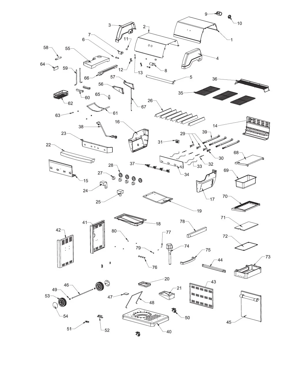 Viking EG300 (RVBQ130) Unit Components parts diagram