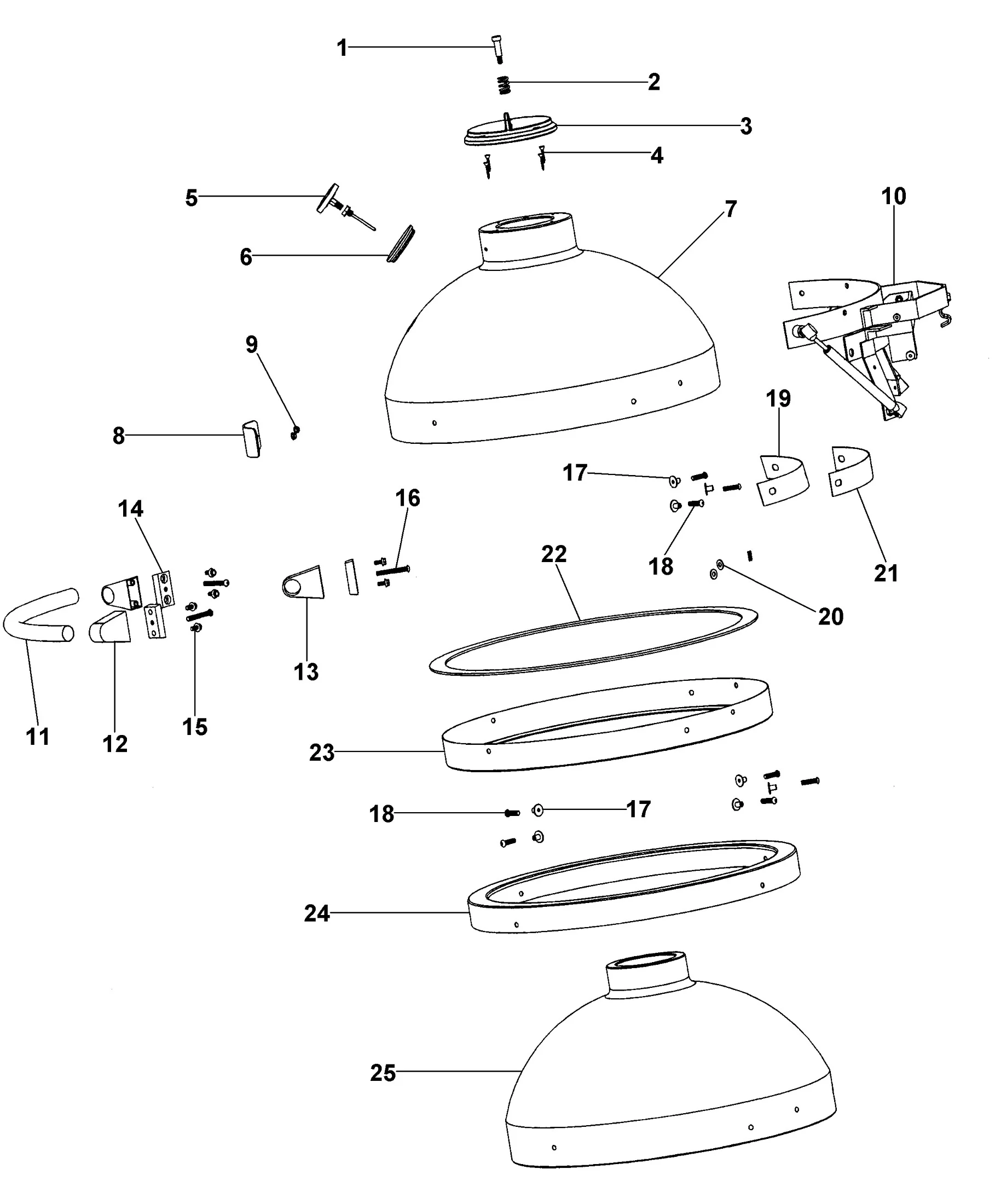 Viking VCQSSMOKERGRILL Smoker Grill Top Assembly parts diagram