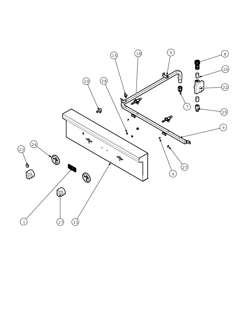 Viking VGBQ13002 Grill Control Panel parts diagram