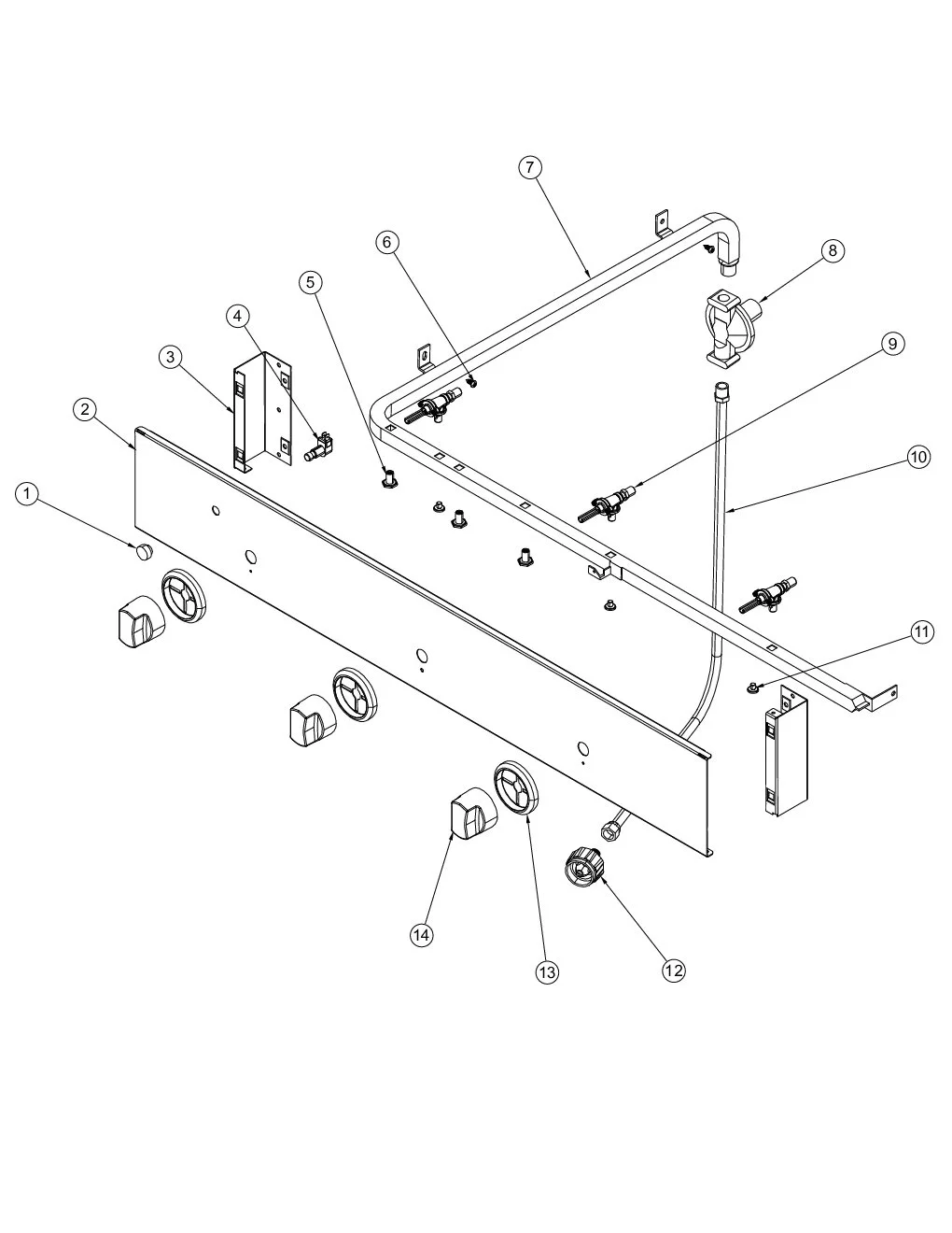 Viking VFBQ6203T1SS Control Area parts diagram