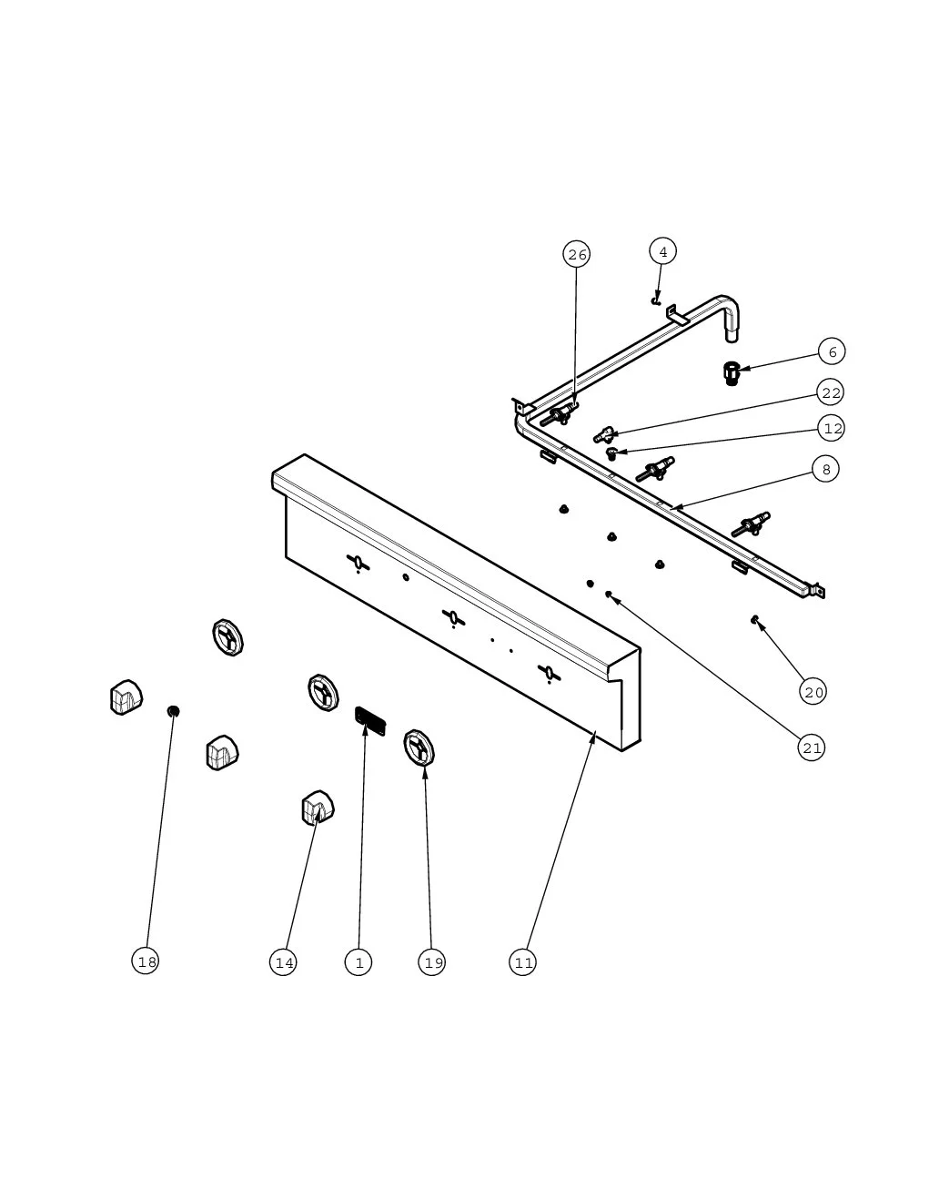 Viking VGBQ13603 Grill Control Panel parts diagram