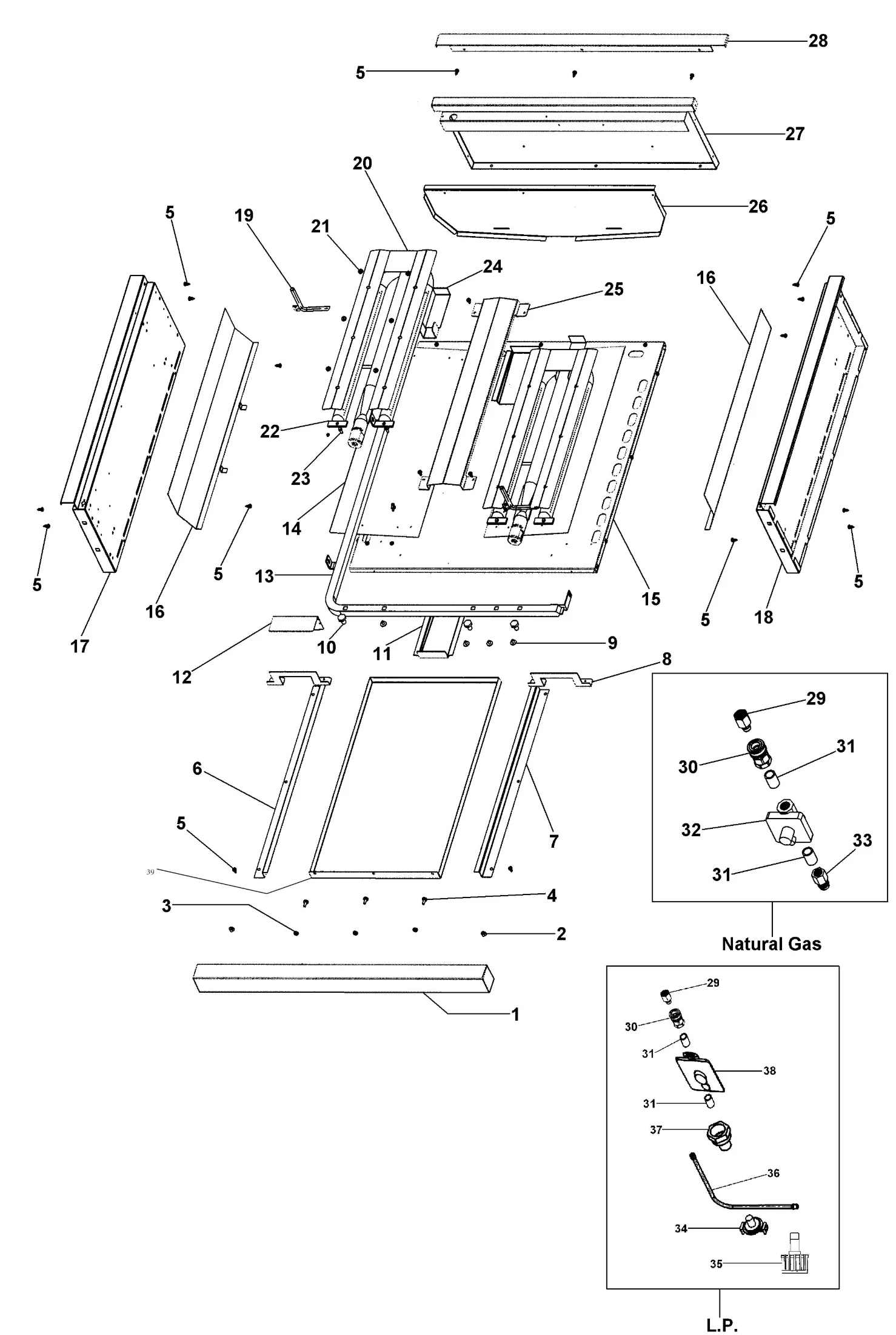 Viking VGBQ0302T Grill Lower Grill Assembly parts diagram