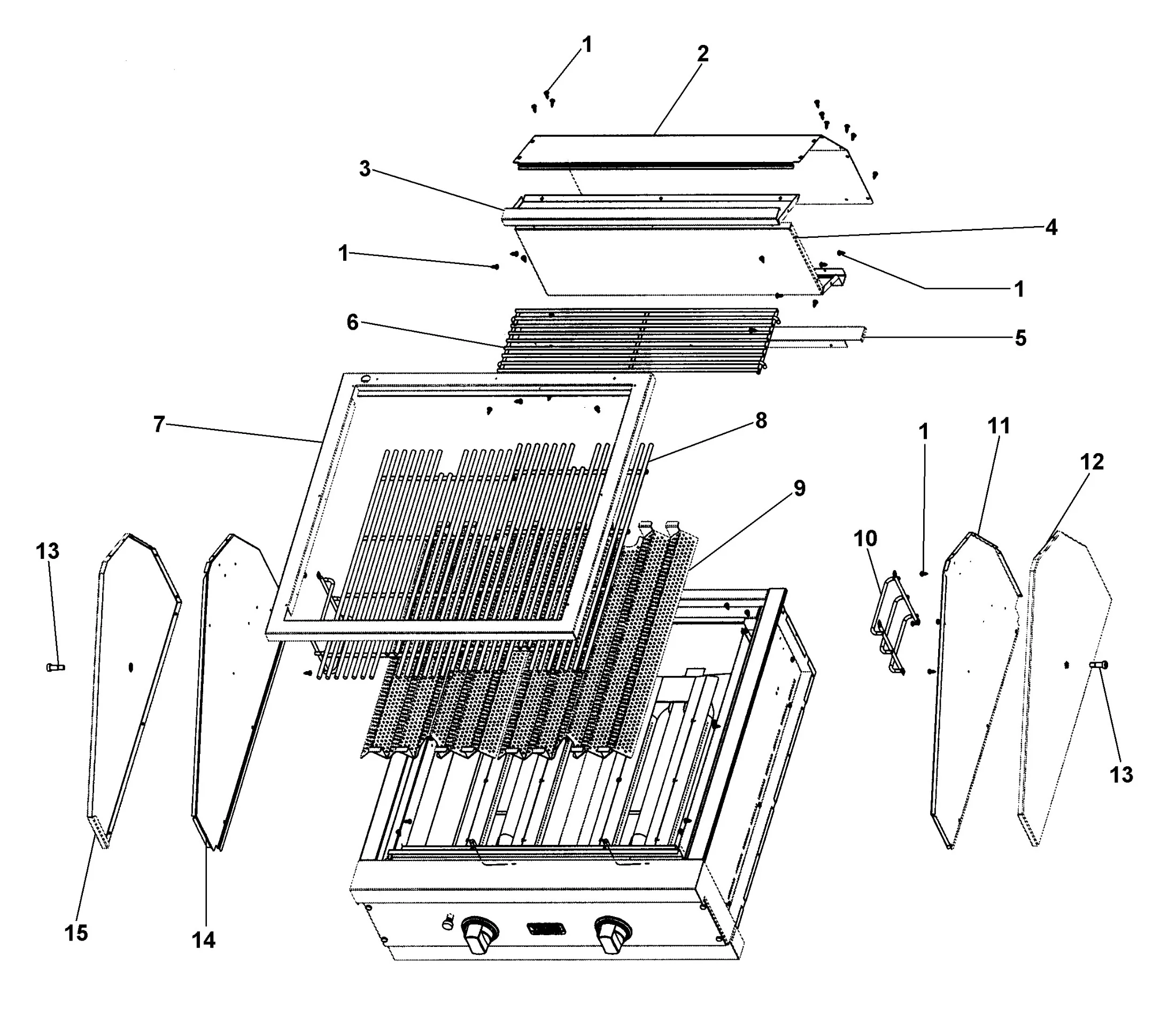 Viking VGBQ0302T Grill Upper Grill Assembly parts diagram