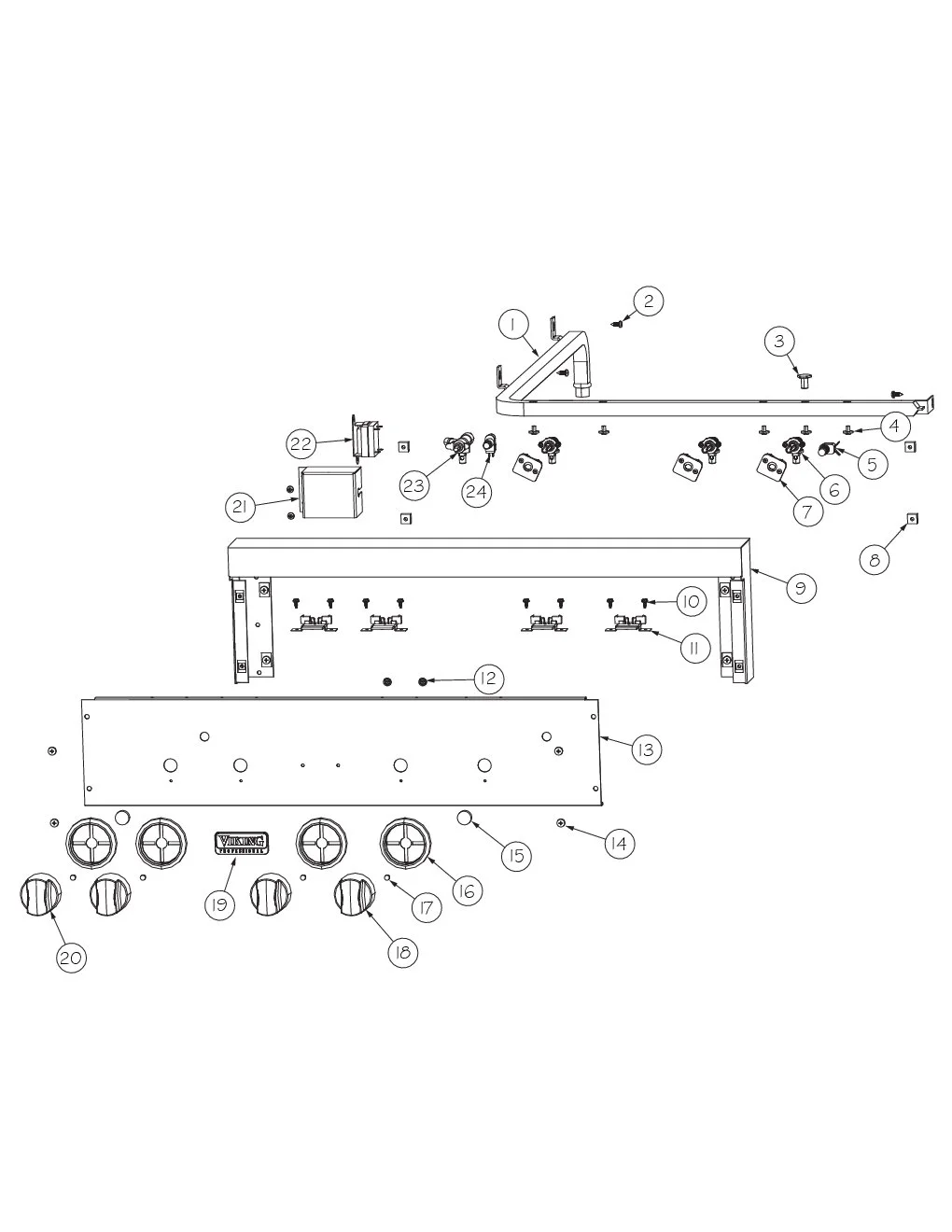 Viking VGBQ3002RE1 Grill Control Area parts diagram