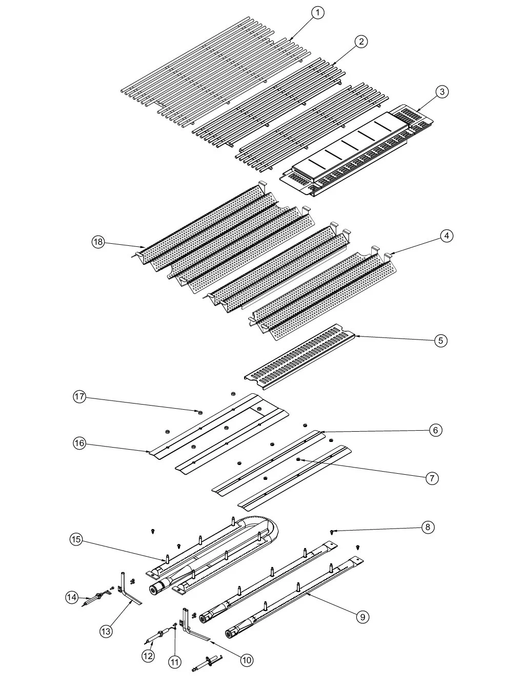 Viking VGBQ3002RT1 Grill Burner Grate Area parts diagram