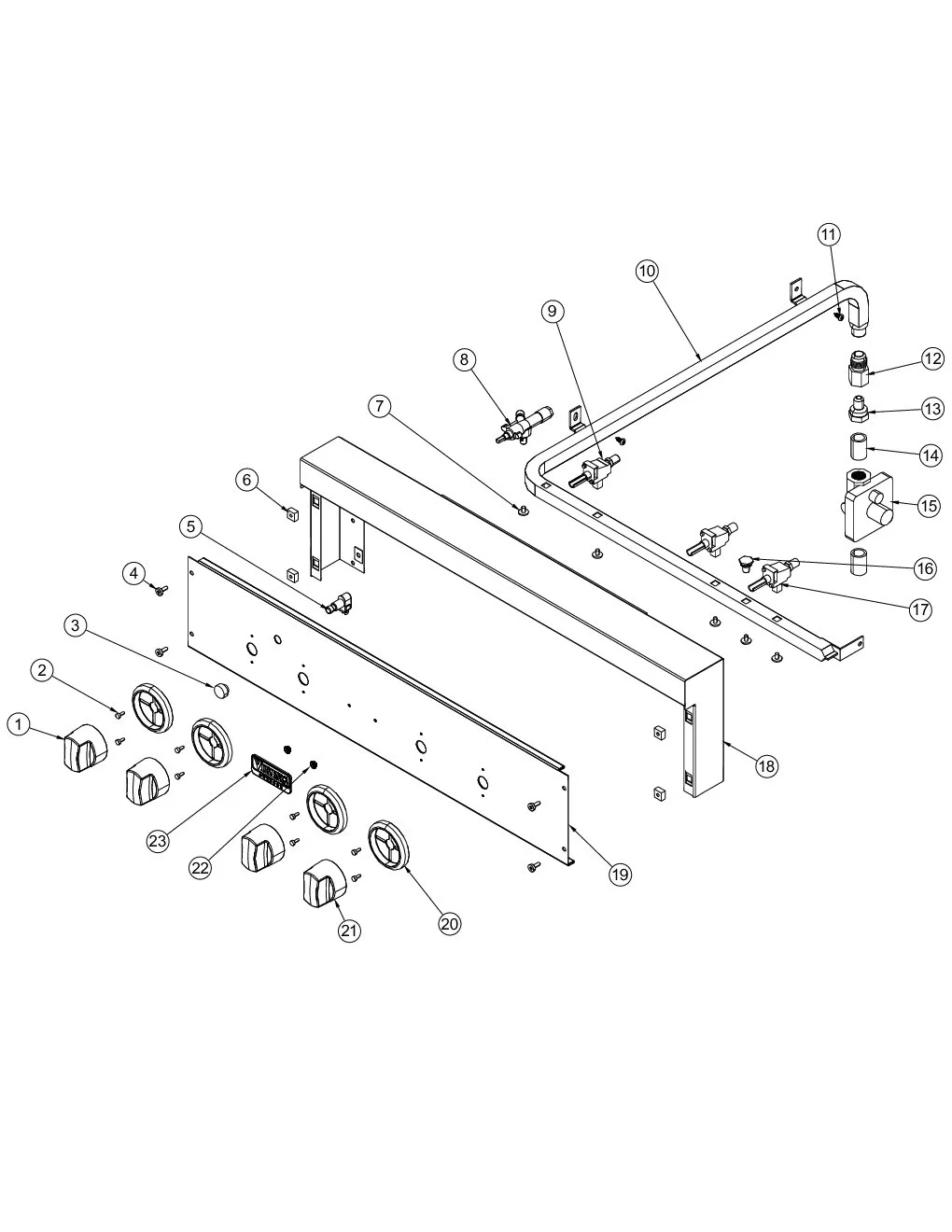 Viking VGBQ3002RT1 Grill Control Panel parts diagram