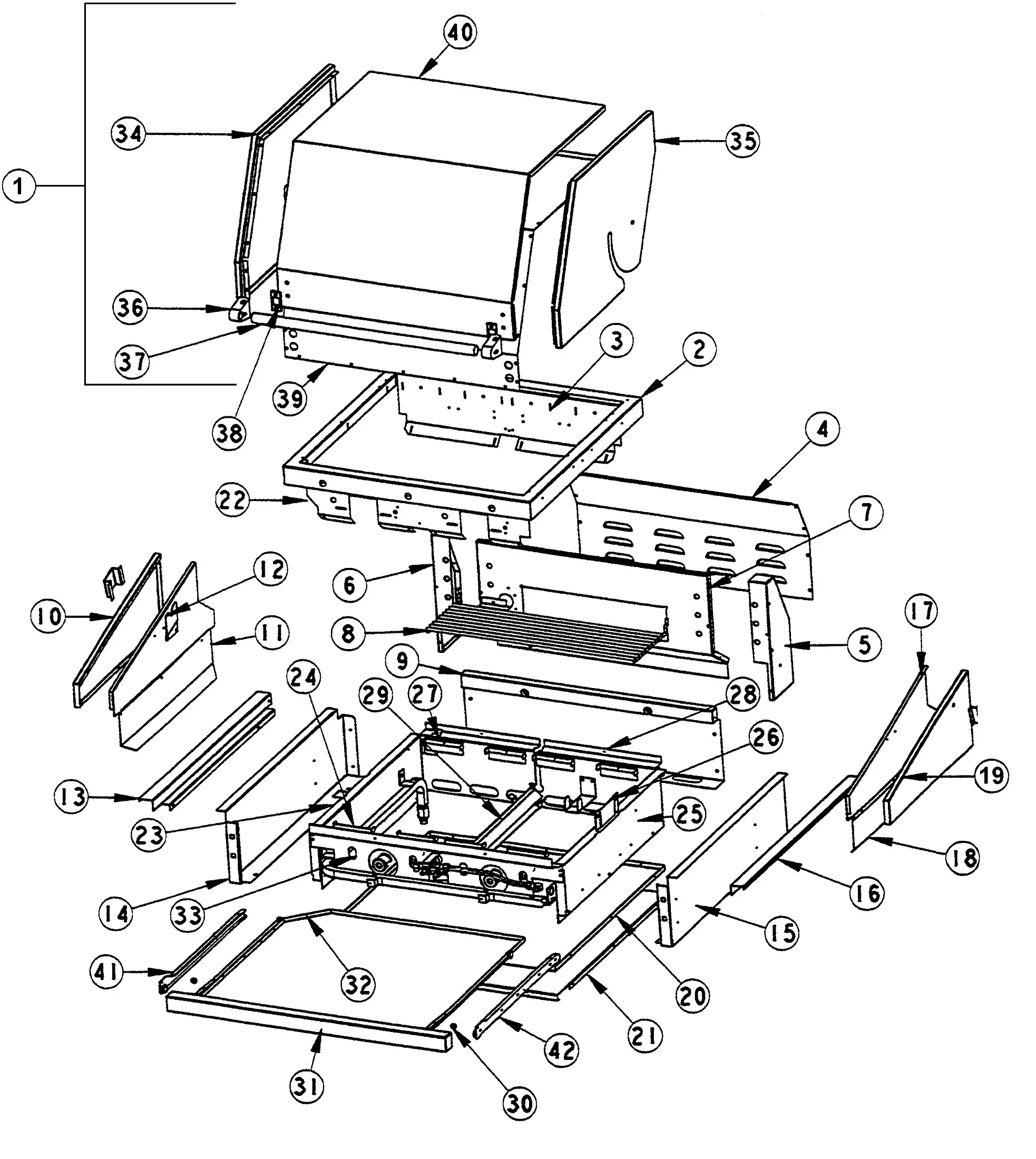 Viking VGBQ3002RS Grill Grill Subassy parts diagram