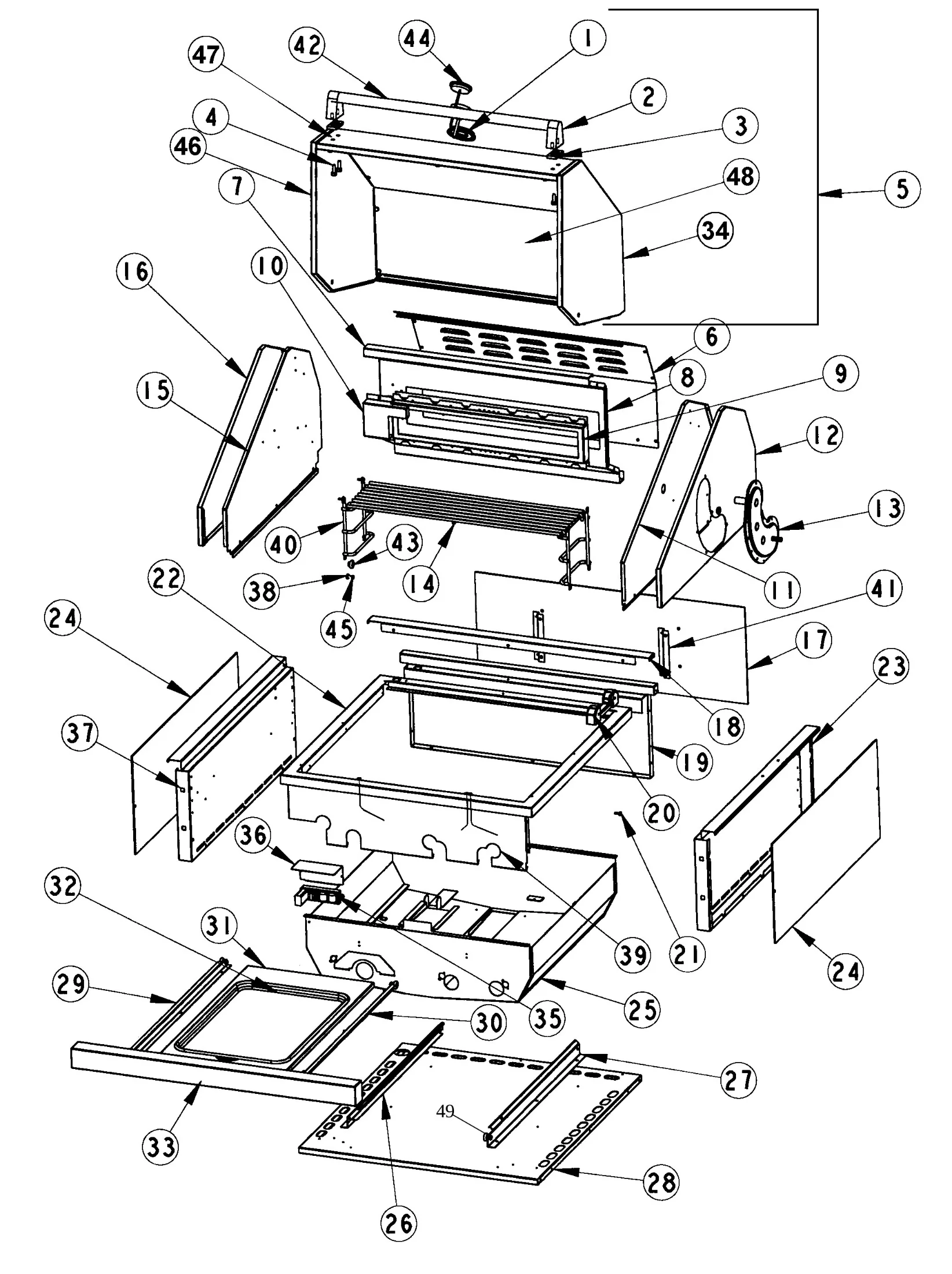 Viking VGBQ3002RT Grill Grill Subassembly parts diagram
