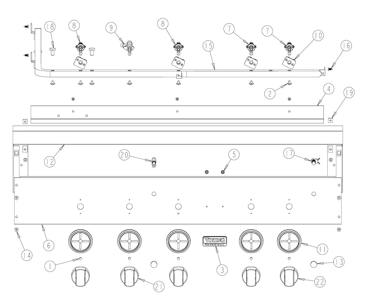 Viking VGBQ4103RE Grill Control Area parts diagram