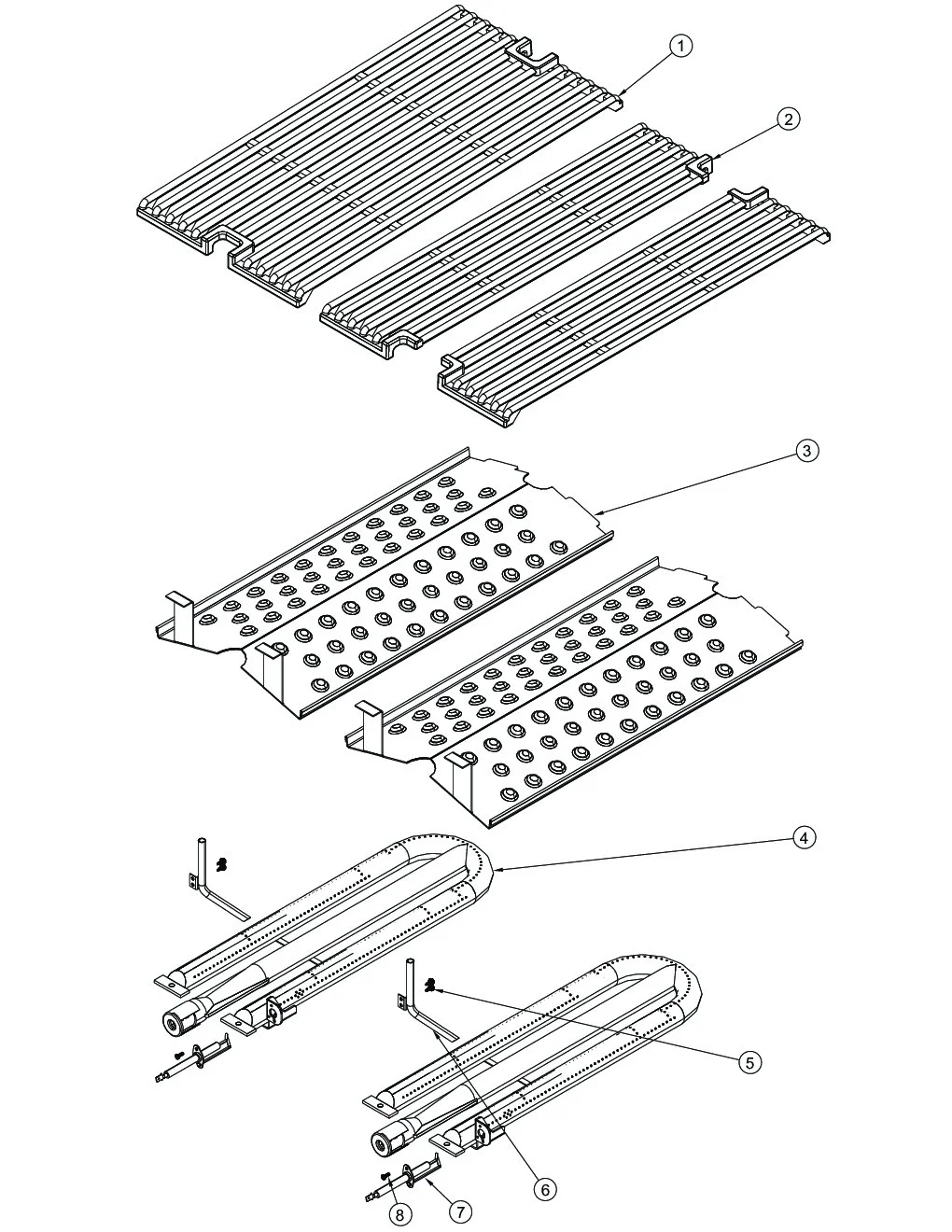 Viking VGBQ3002RE2 Grill Burner Grate Area parts diagram