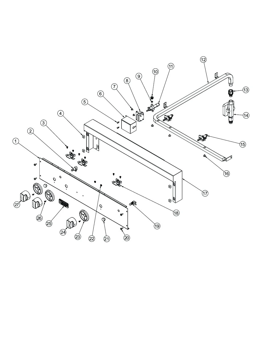 Viking VGBQ3002RE2 Grill Control Panel parts diagram