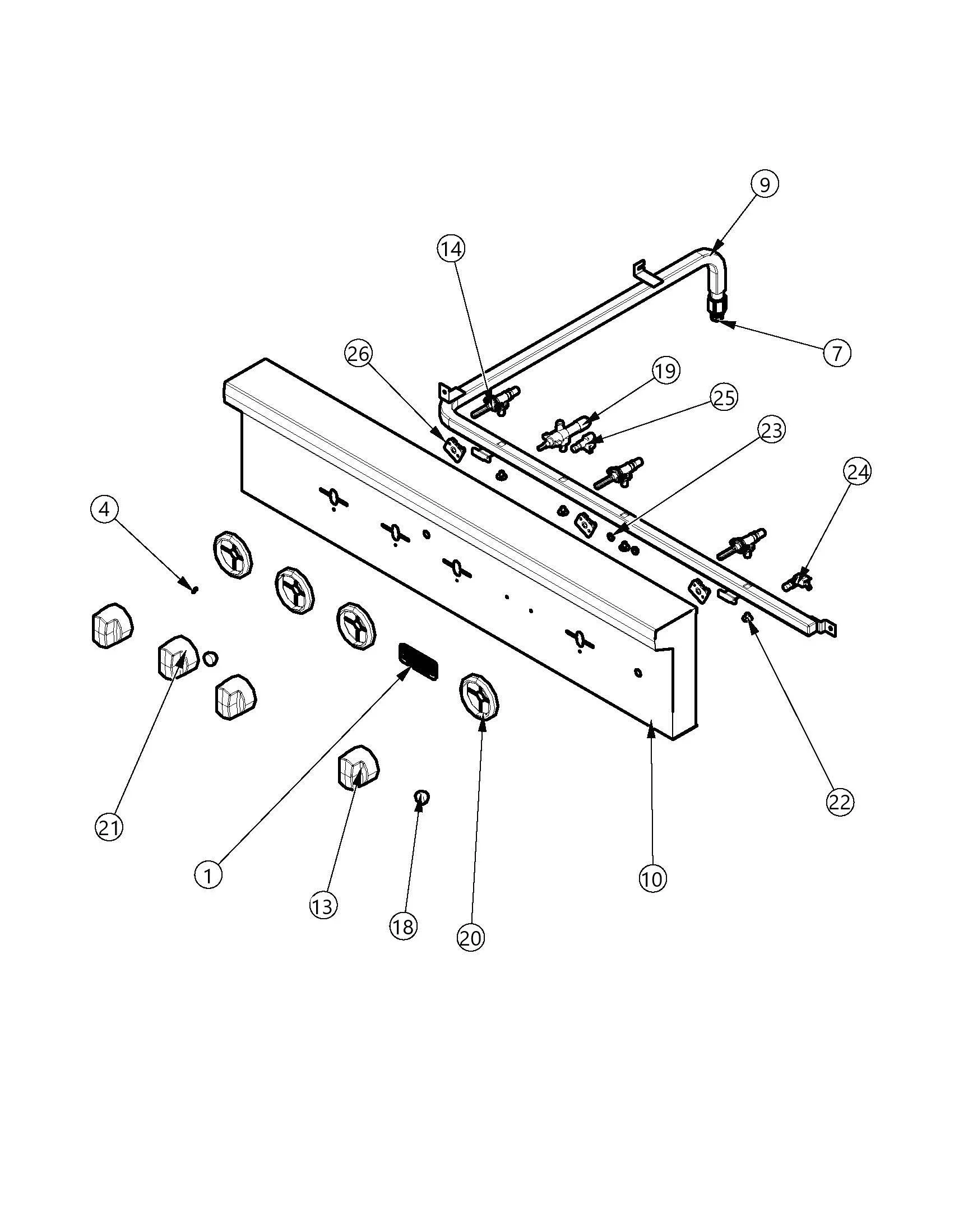 Viking VGBQ33603RE Grill Control Panel parts diagram