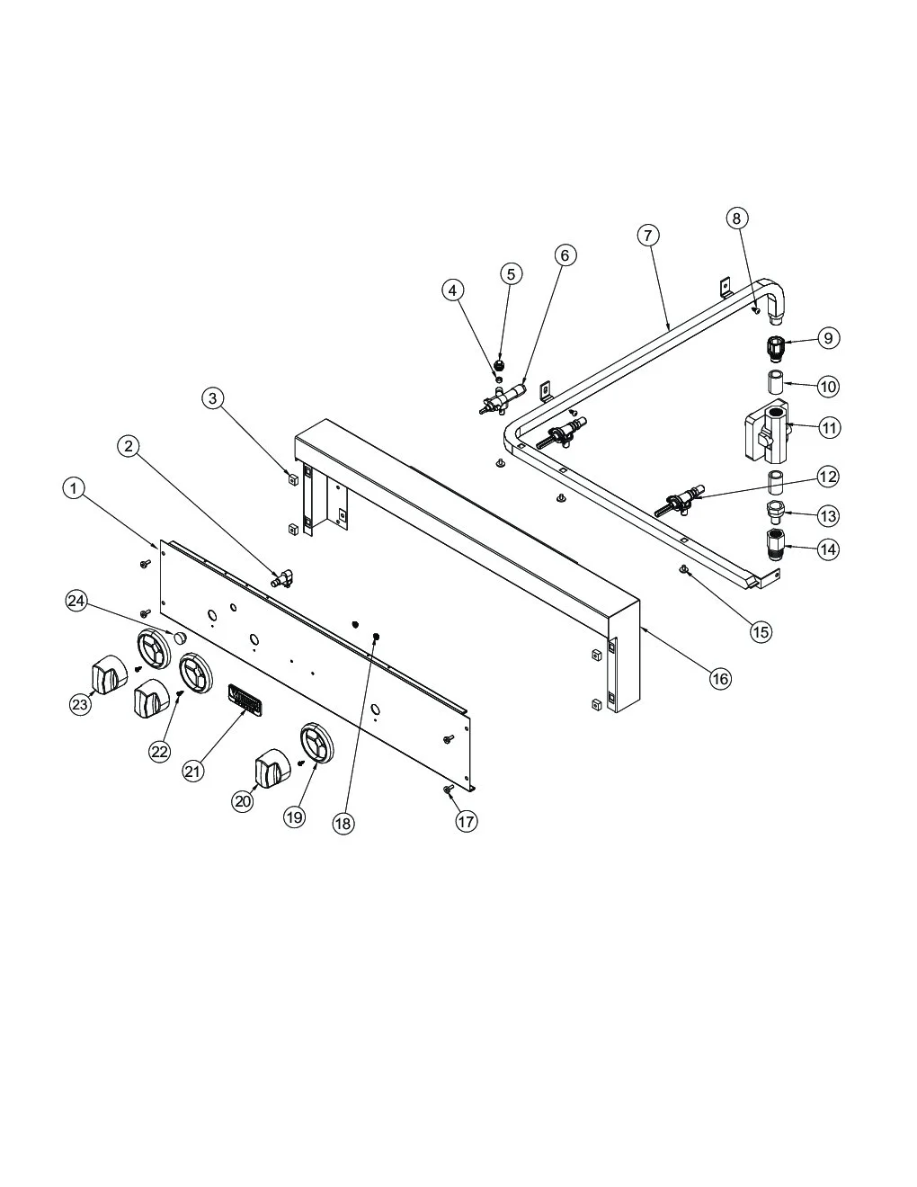 Viking VGBQ3002RT2 Grill Control Panel parts diagram