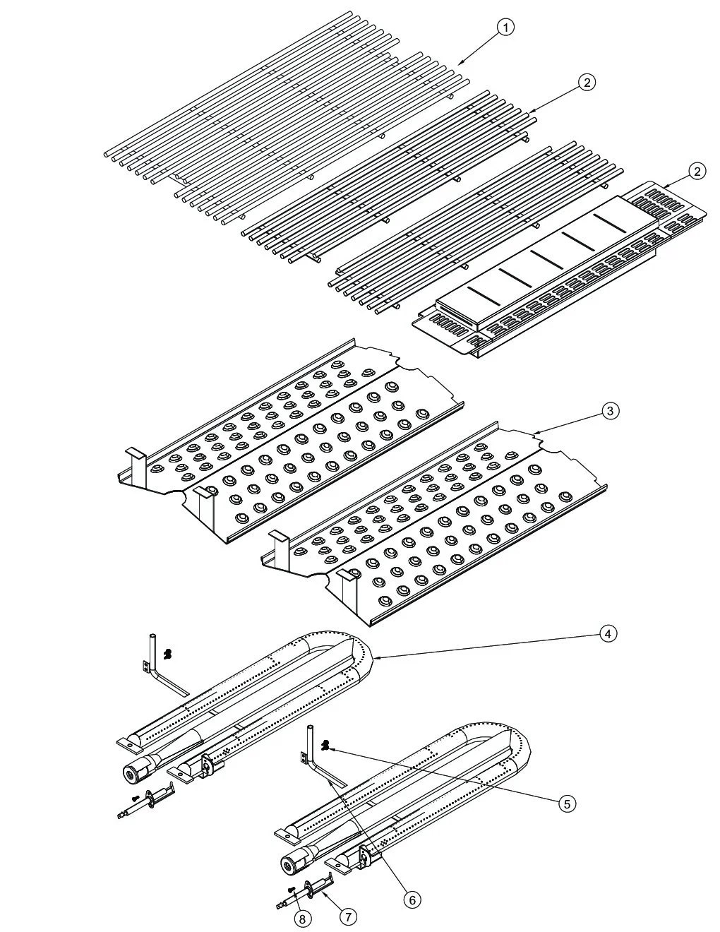 Viking VGBQ3002RT2 Grill Burner Grate Area parts diagram