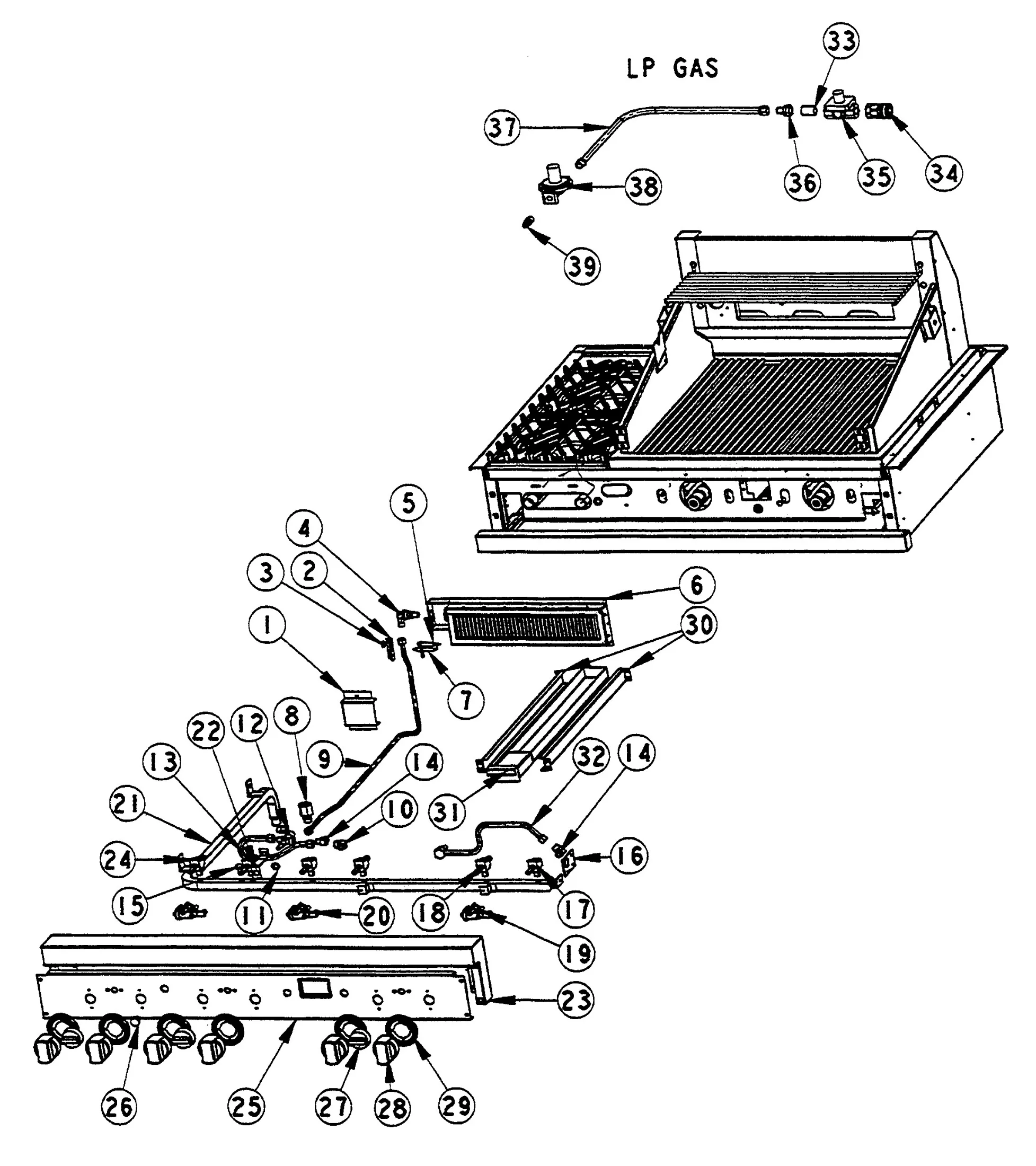 Viking VGBQ4122RS Grill Control-valve Assembly parts diagram
