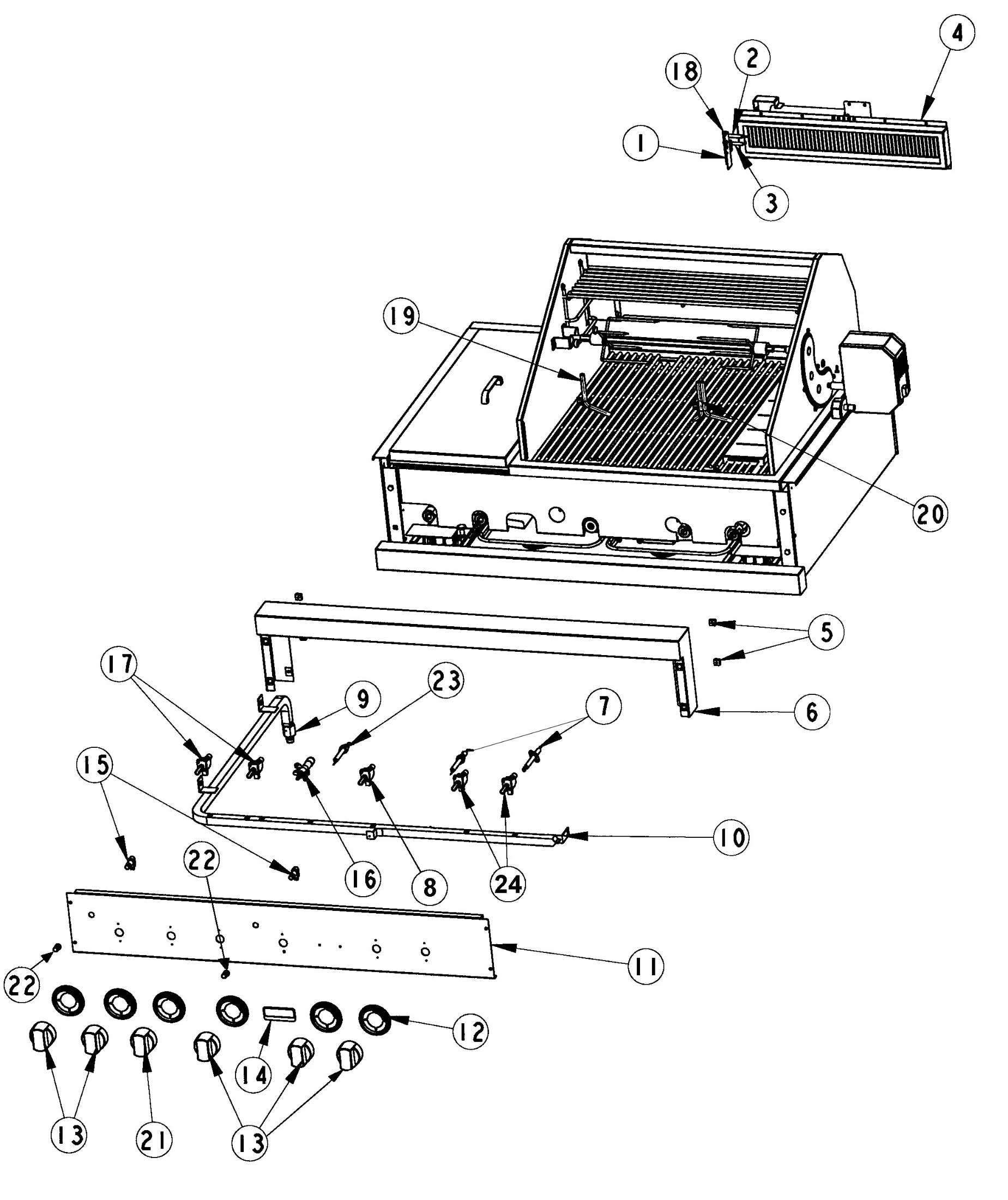 Viking VGBQ4122RT Grill Control-valve Assembly parts diagram