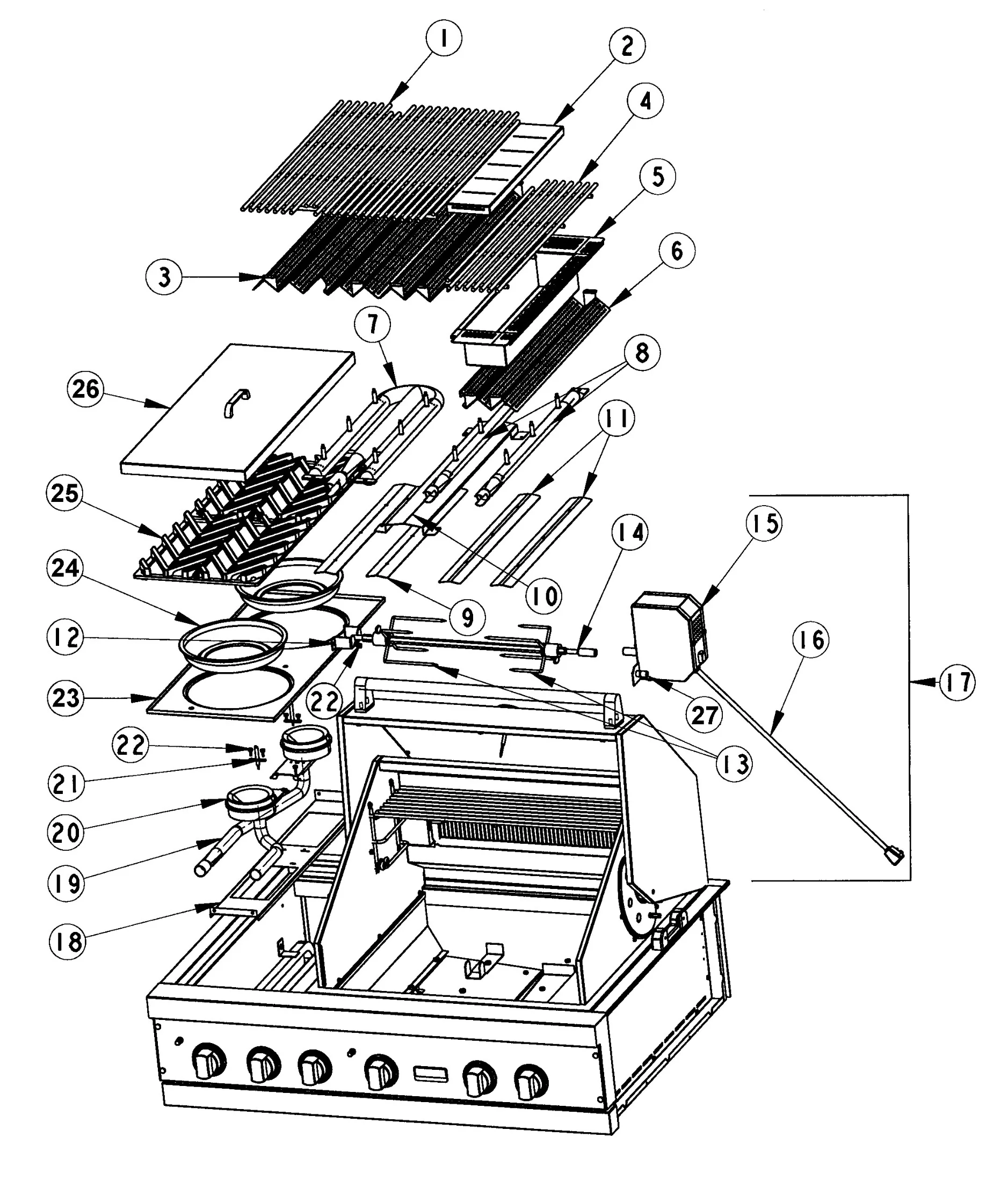 Viking VGBQ4122RT Grill Burner-grate Assembly parts diagram