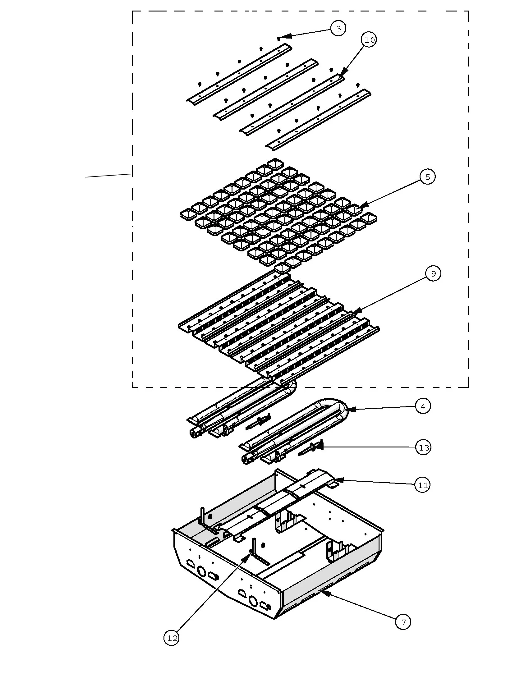 Viking VGBQ53002RE Grill Burner Box parts diagram