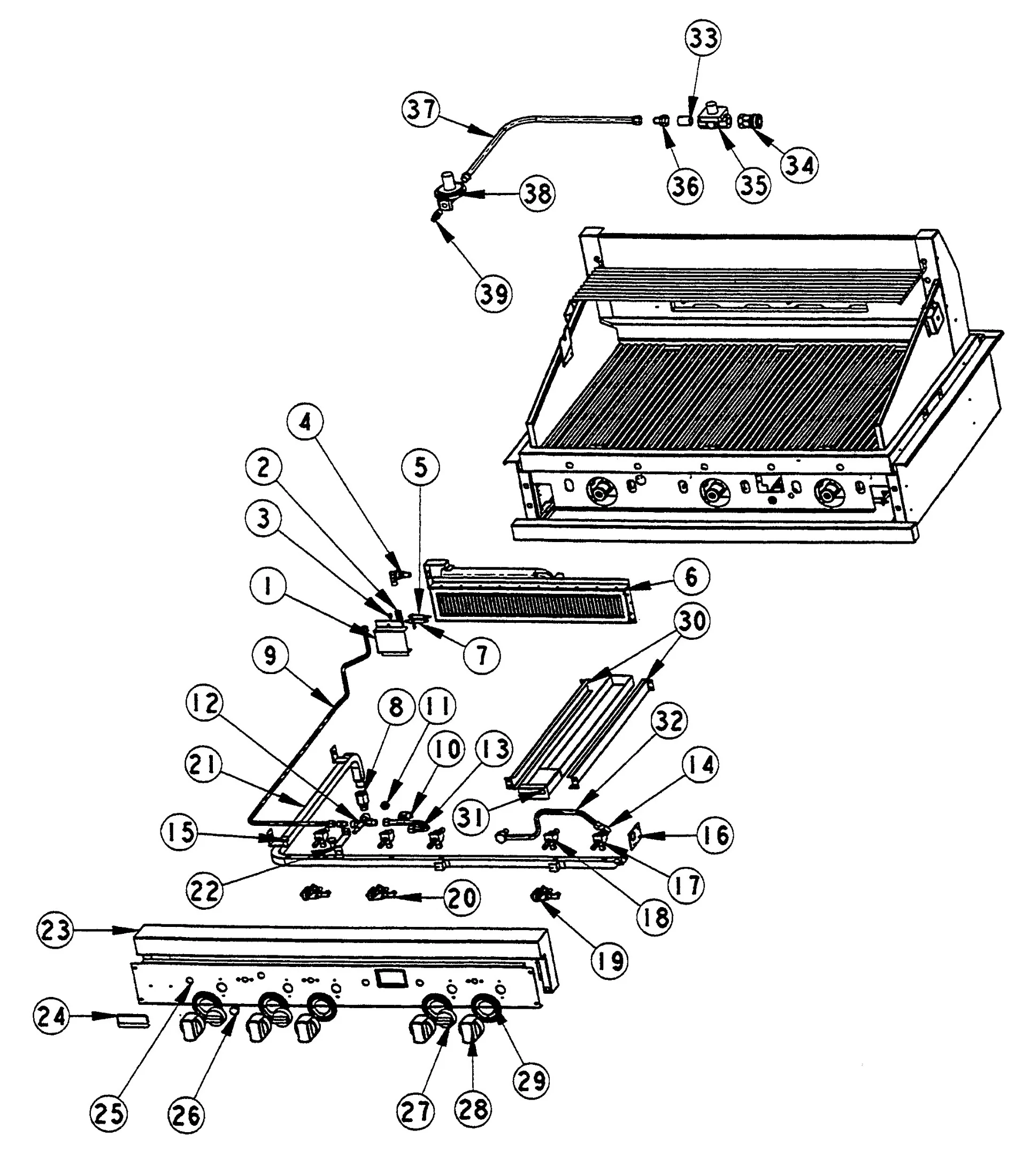 Viking VGBQ4103RS Grill Control-valve Assembly parts diagram