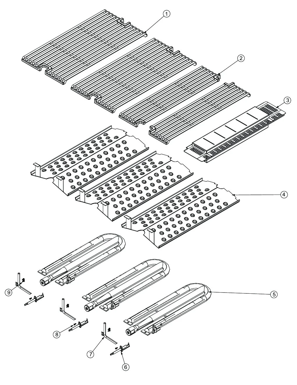 Viking VGBQ4103RE2 Grill Burner Grate Area parts diagram