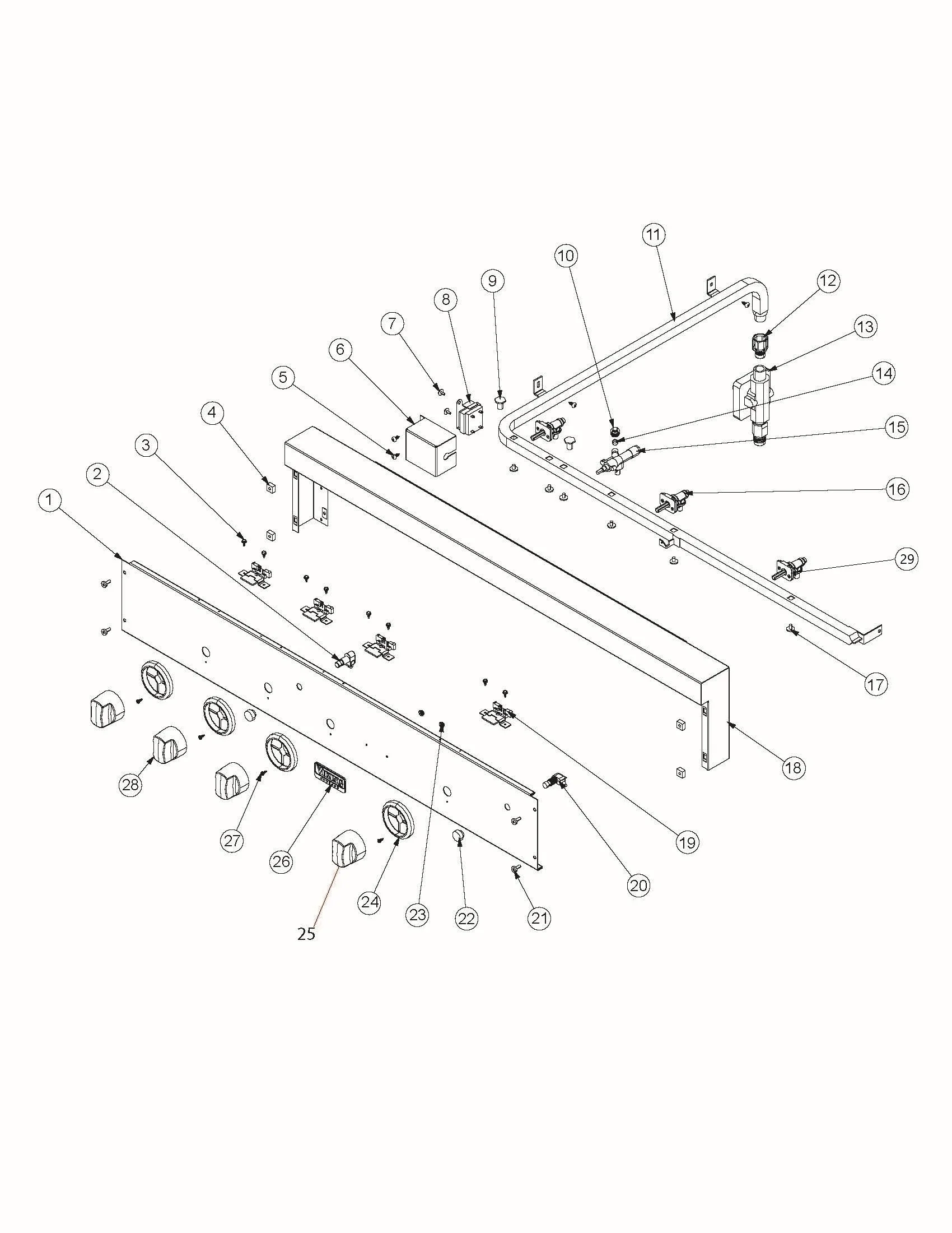 Viking VGBQ4103RE2 Grill Control Panel parts diagram
