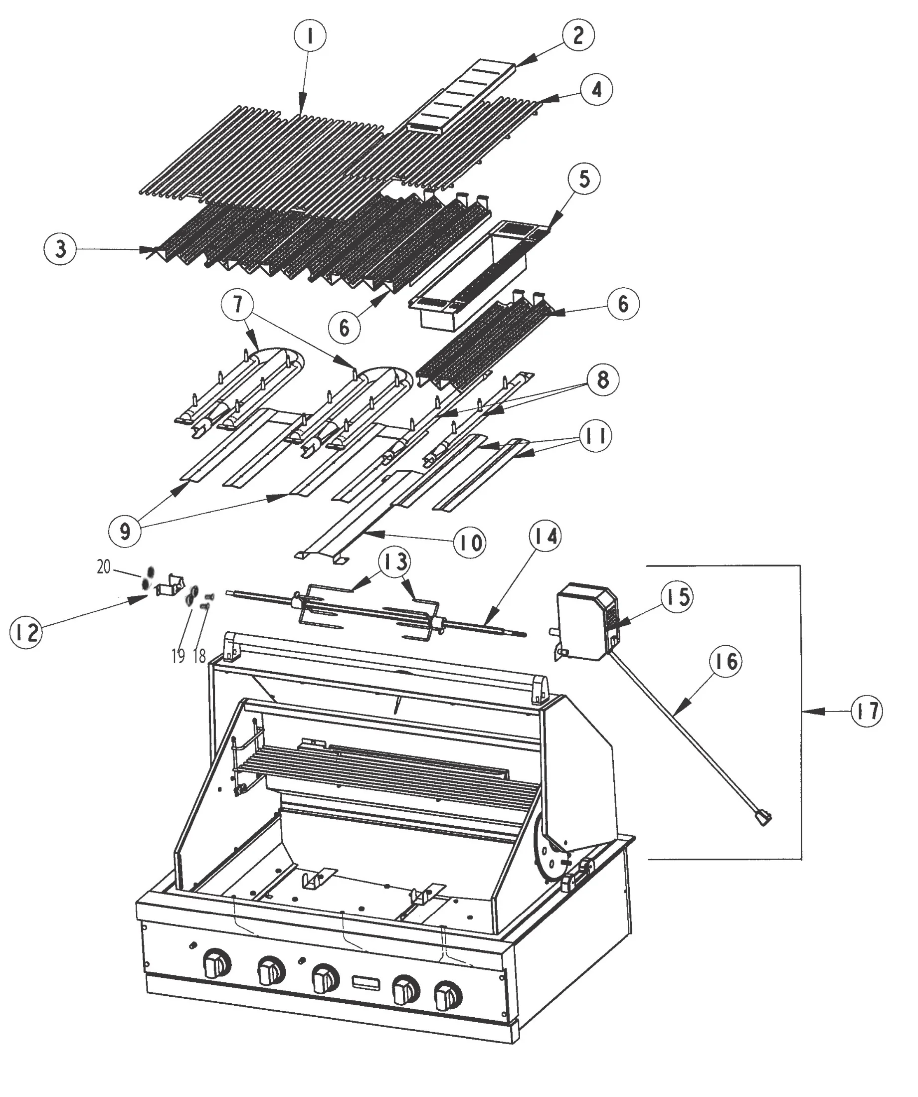 Viking VGBQ4103RT Grill Burner Grate Assembly parts diagram