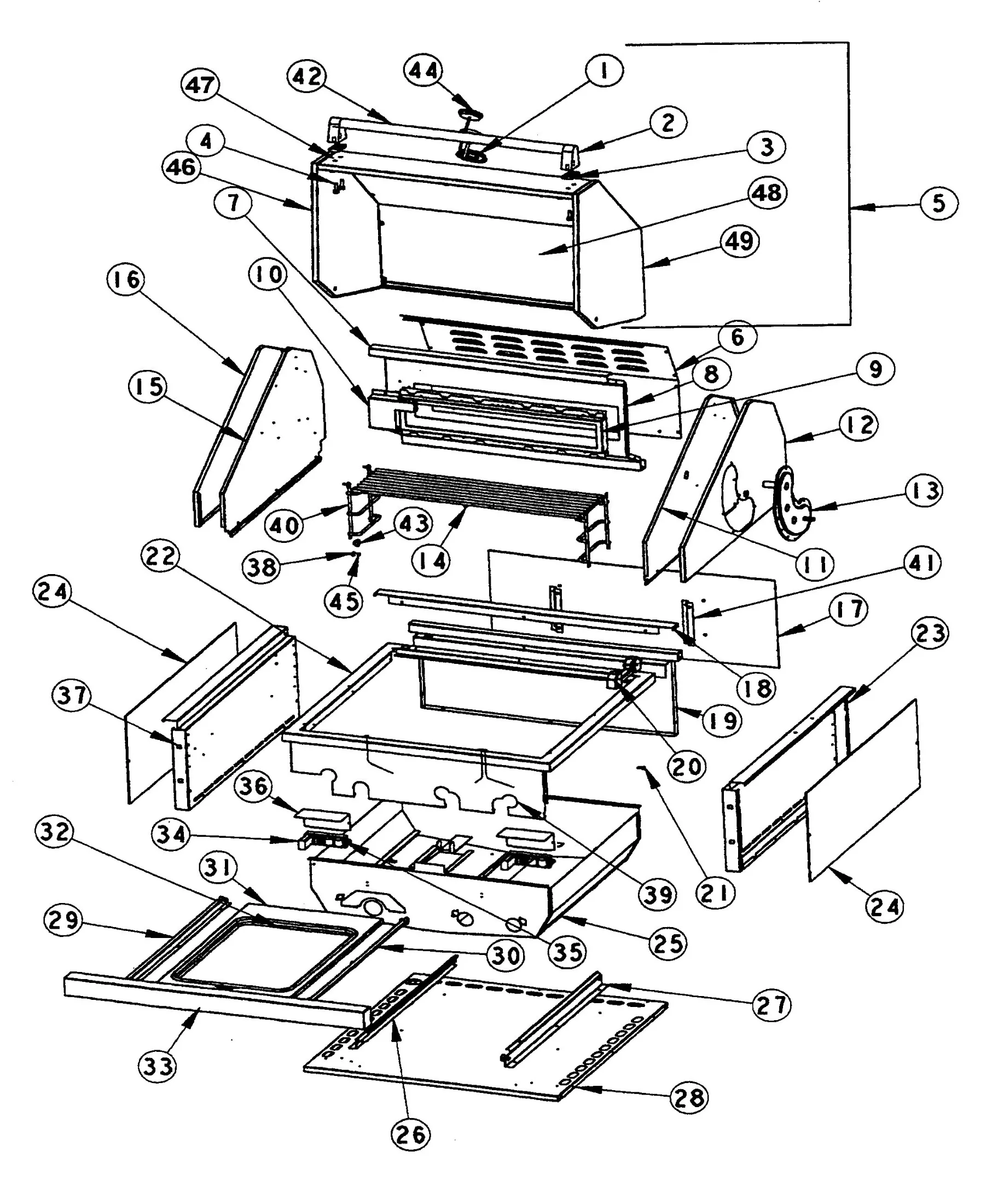 Viking VGBQ4103RT Grill Grill Subassembly parts diagram