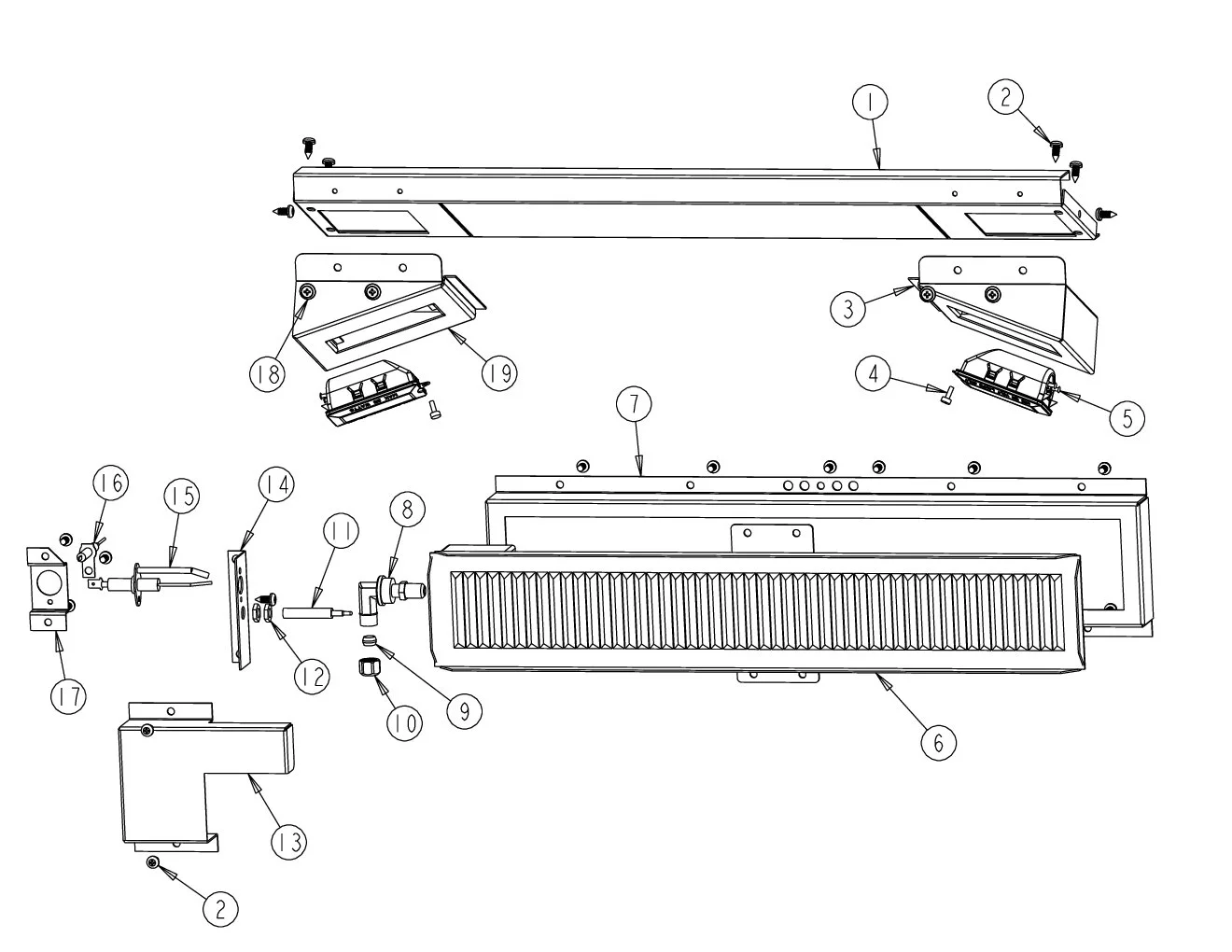 Viking VGBQ4122RE Grill Rotisserie Burner Area parts diagram