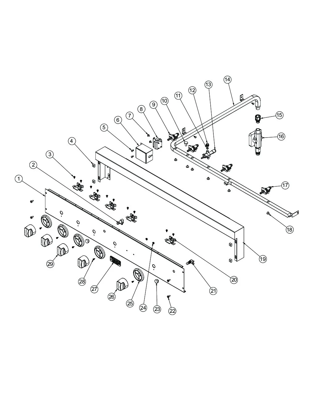 Viking VGBQ4122RE2 Grill Control Panel parts diagram