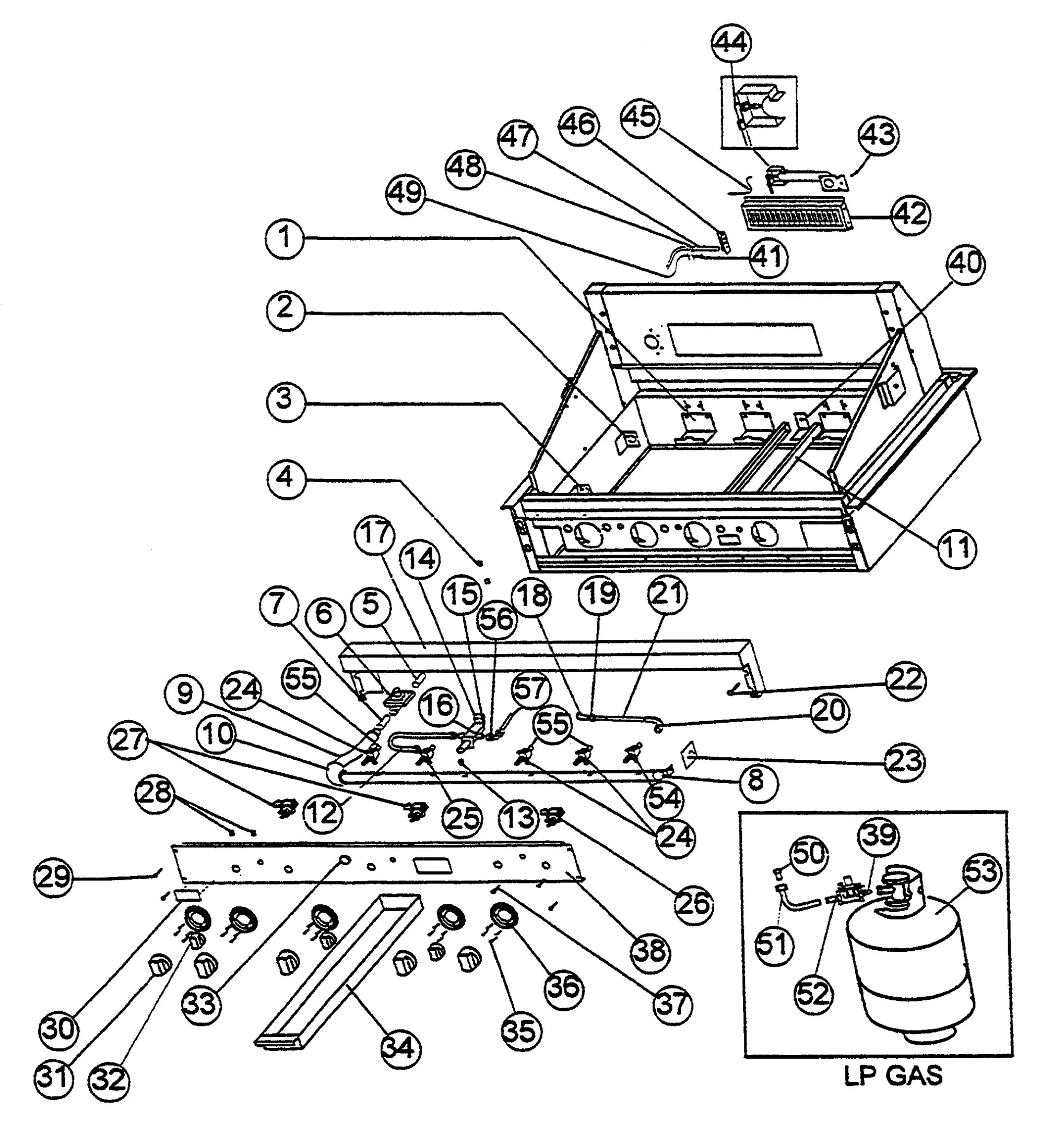 Viking VGBQ5304R Grill Control-valve parts diagram
