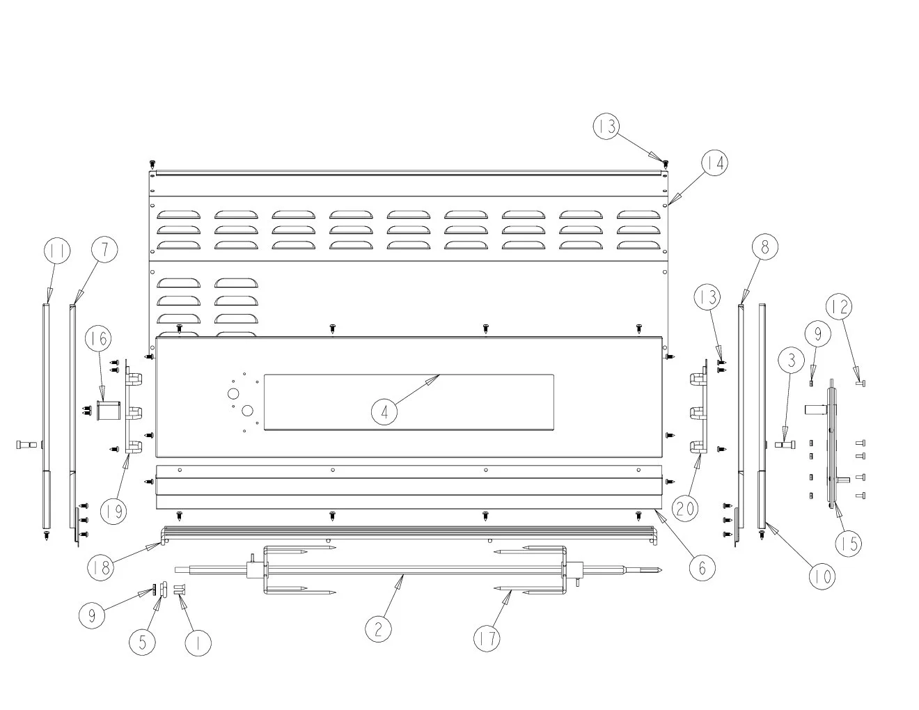 Viking VGBQ5323RE Grill Upper Grill Area parts diagram