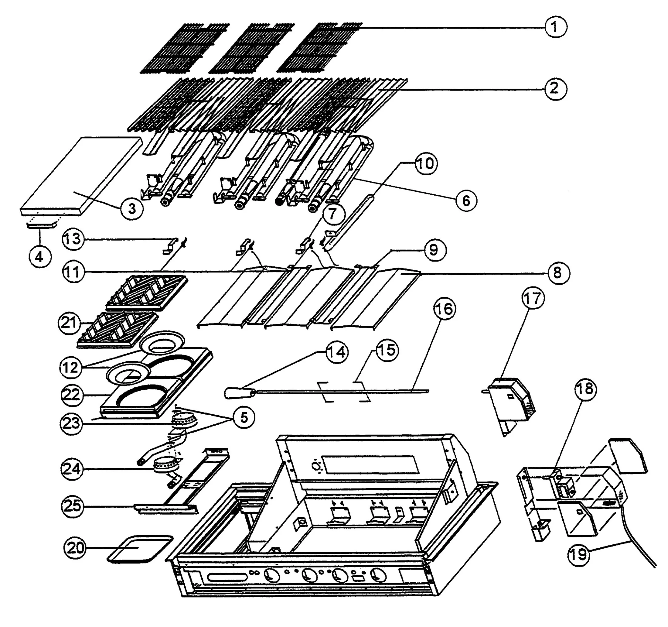 Viking VGBQ5323R Grill Burner-grate Assembly parts diagram
