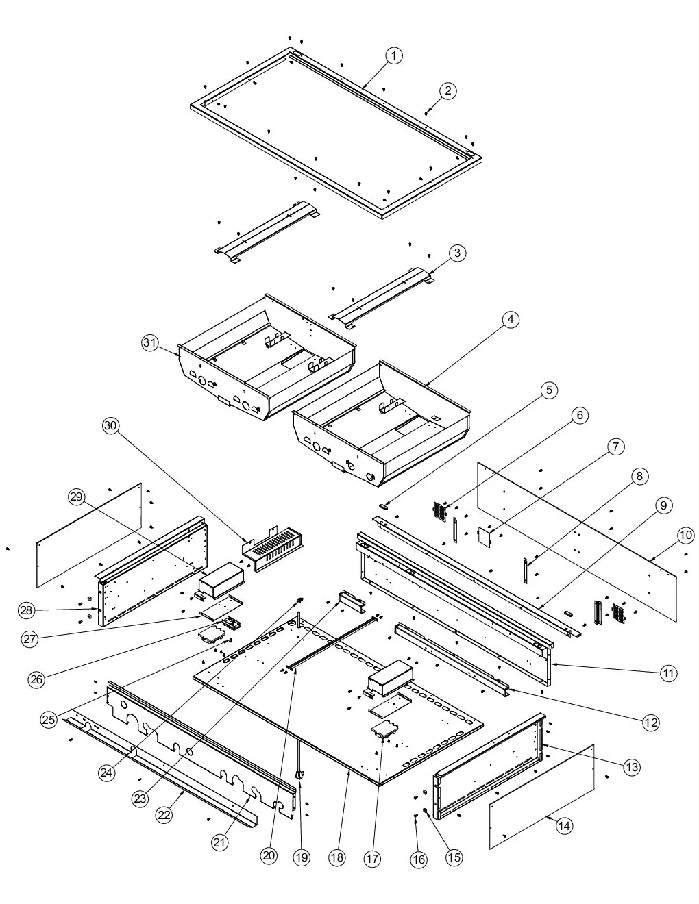 Viking VGBQ5304RE1 Grill Burner Box Area parts diagram