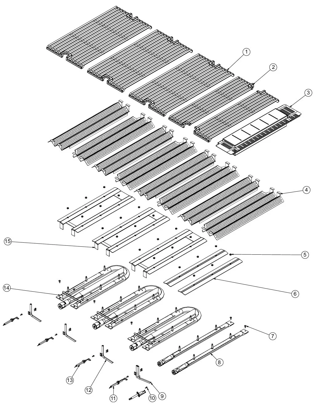 Viking VGBQ5304RE1 Grill Burner Grate Area parts diagram