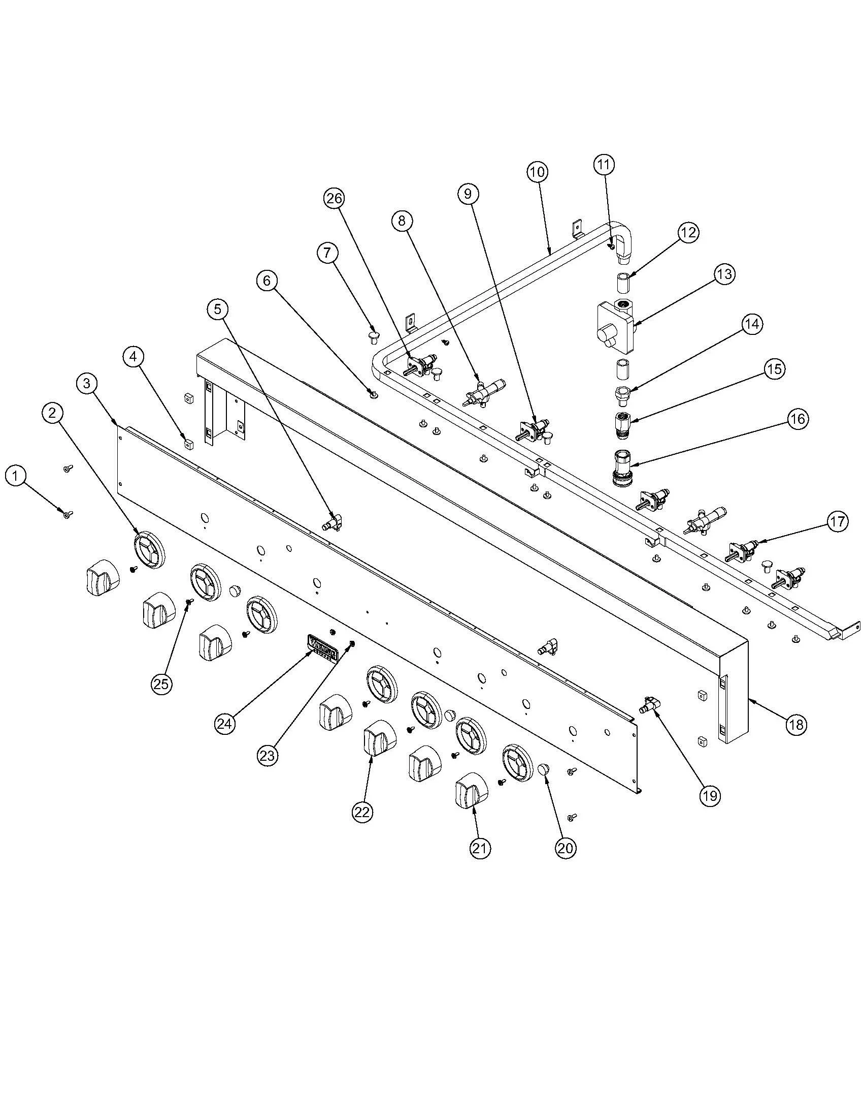 Viking VGBQ5304RE1 Grill Control Panel parts diagram