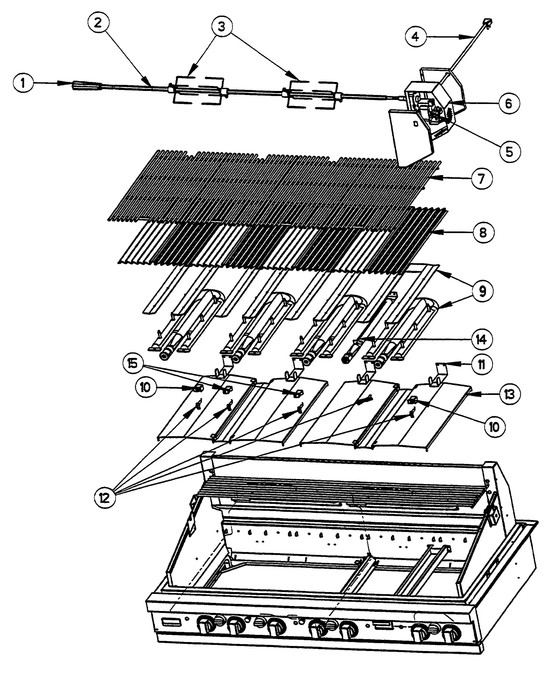 Viking VGBQ5304RS Grill Burner-grate parts diagram