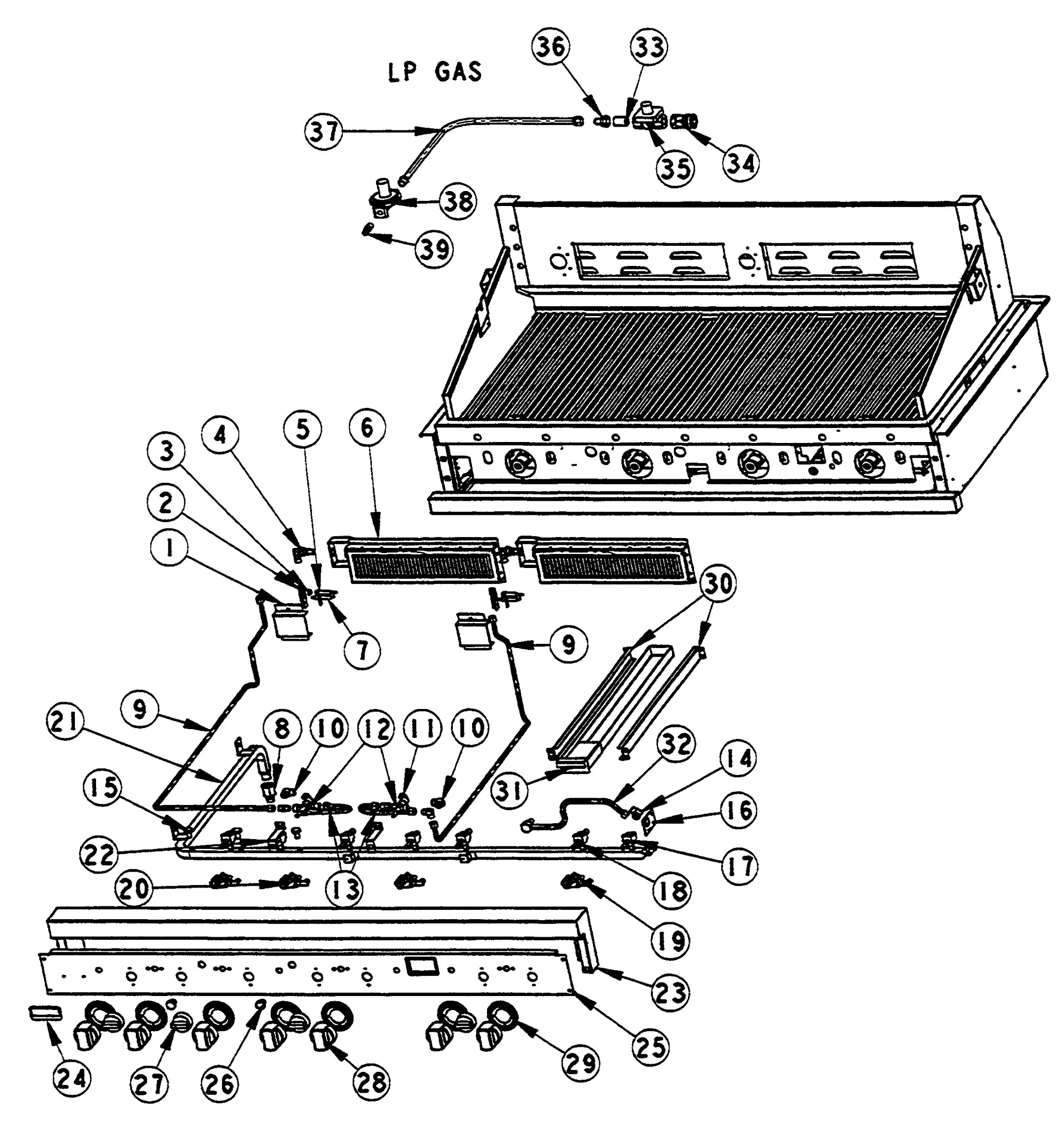 Viking VGBQ5304RS Grill Control-valve parts diagram