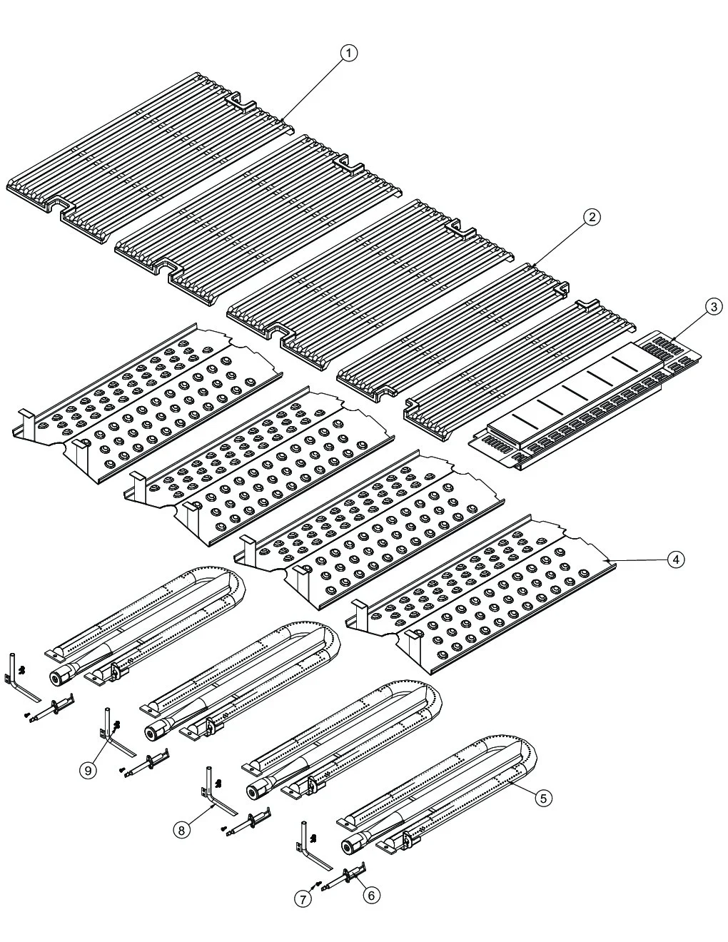 Viking VGBQ5304RE2 Grill Burner Grate Area parts diagram