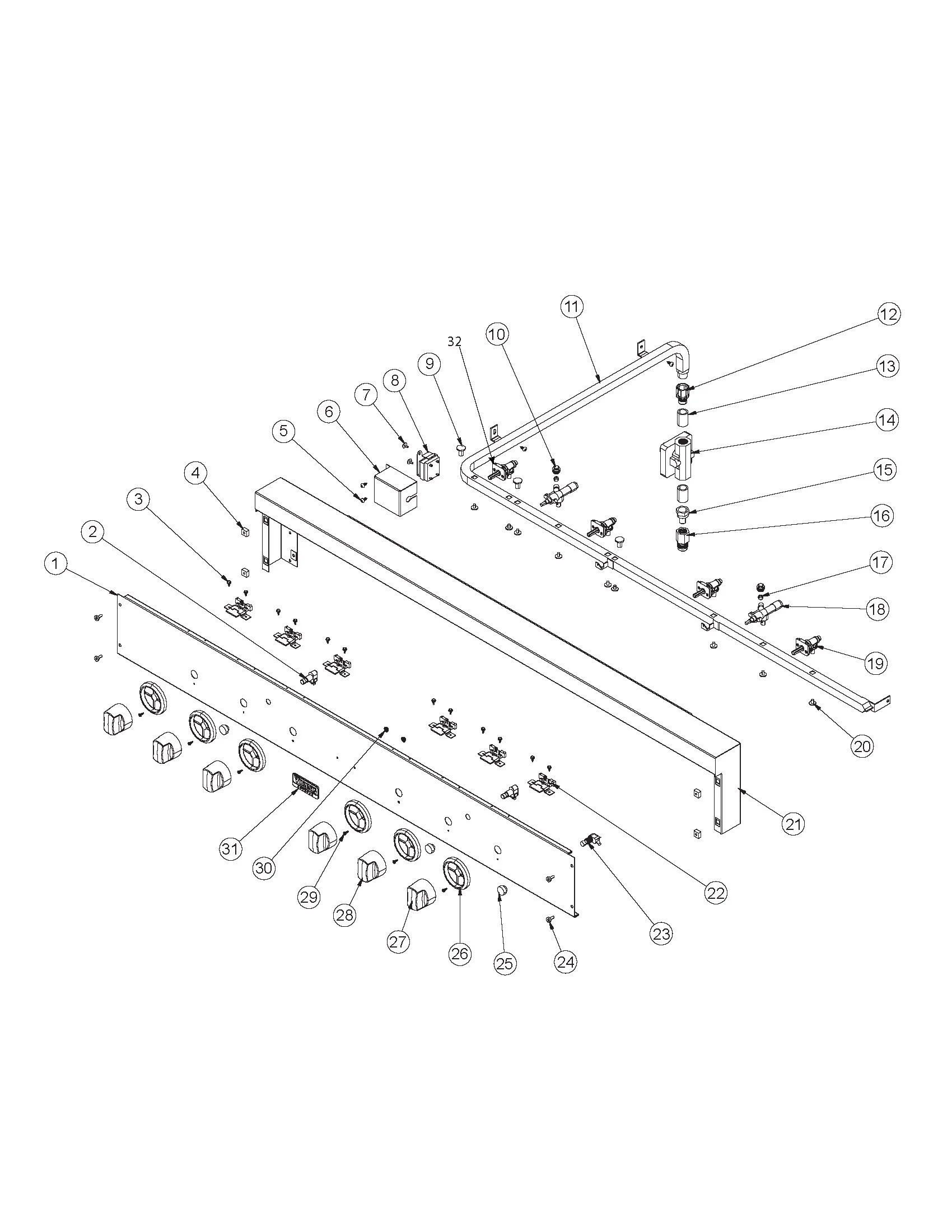 Viking VGBQ5304RE2 Grill Control Panel parts diagram