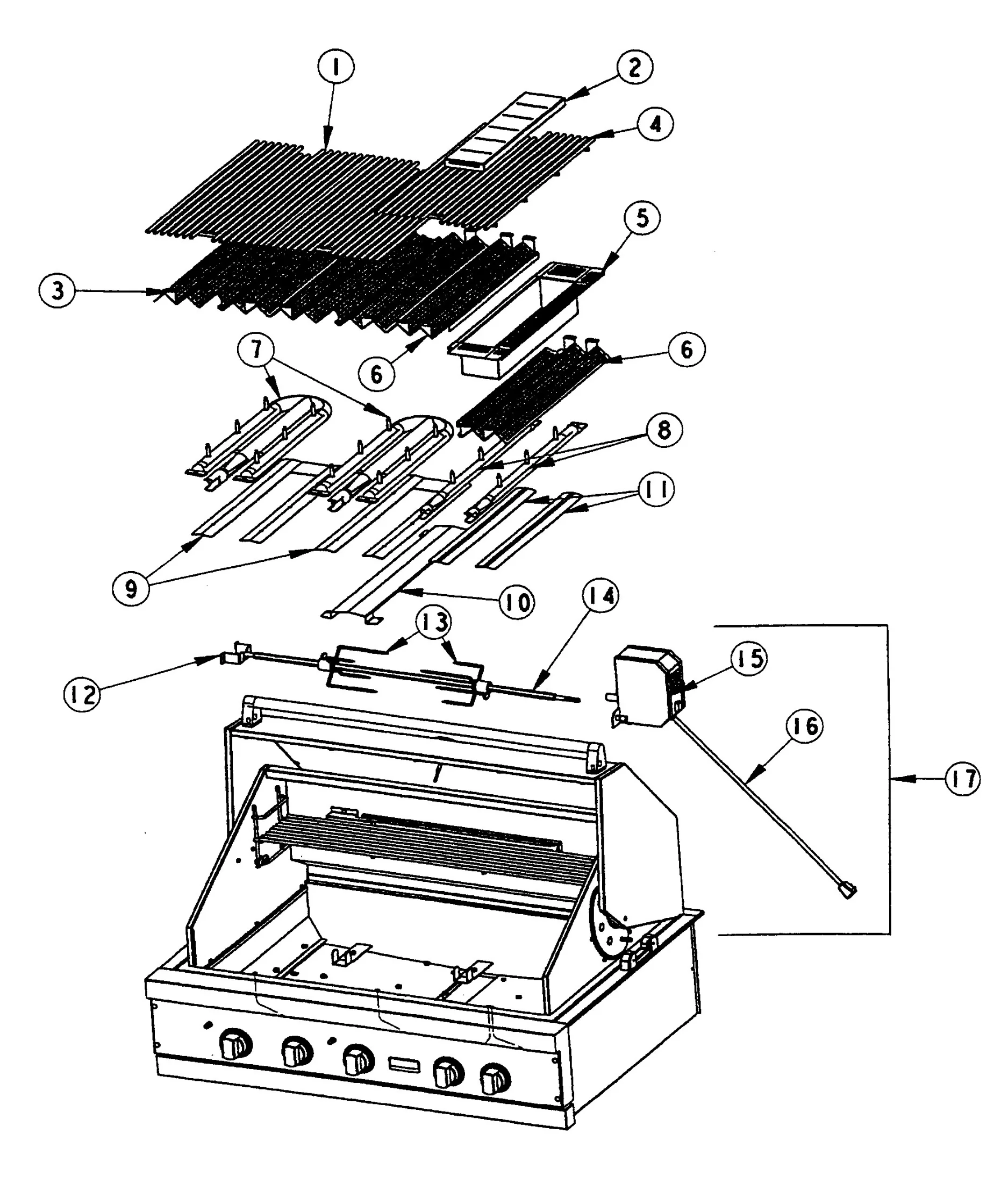 Viking VGBQ5304RT Grill Burner-grate Assembly parts diagram
