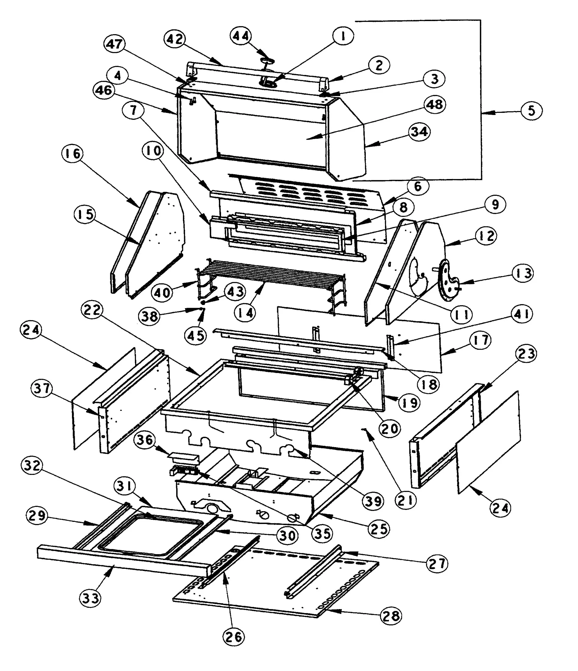 Viking VGBQ5304RT Grill Grill Subassembly parts diagram