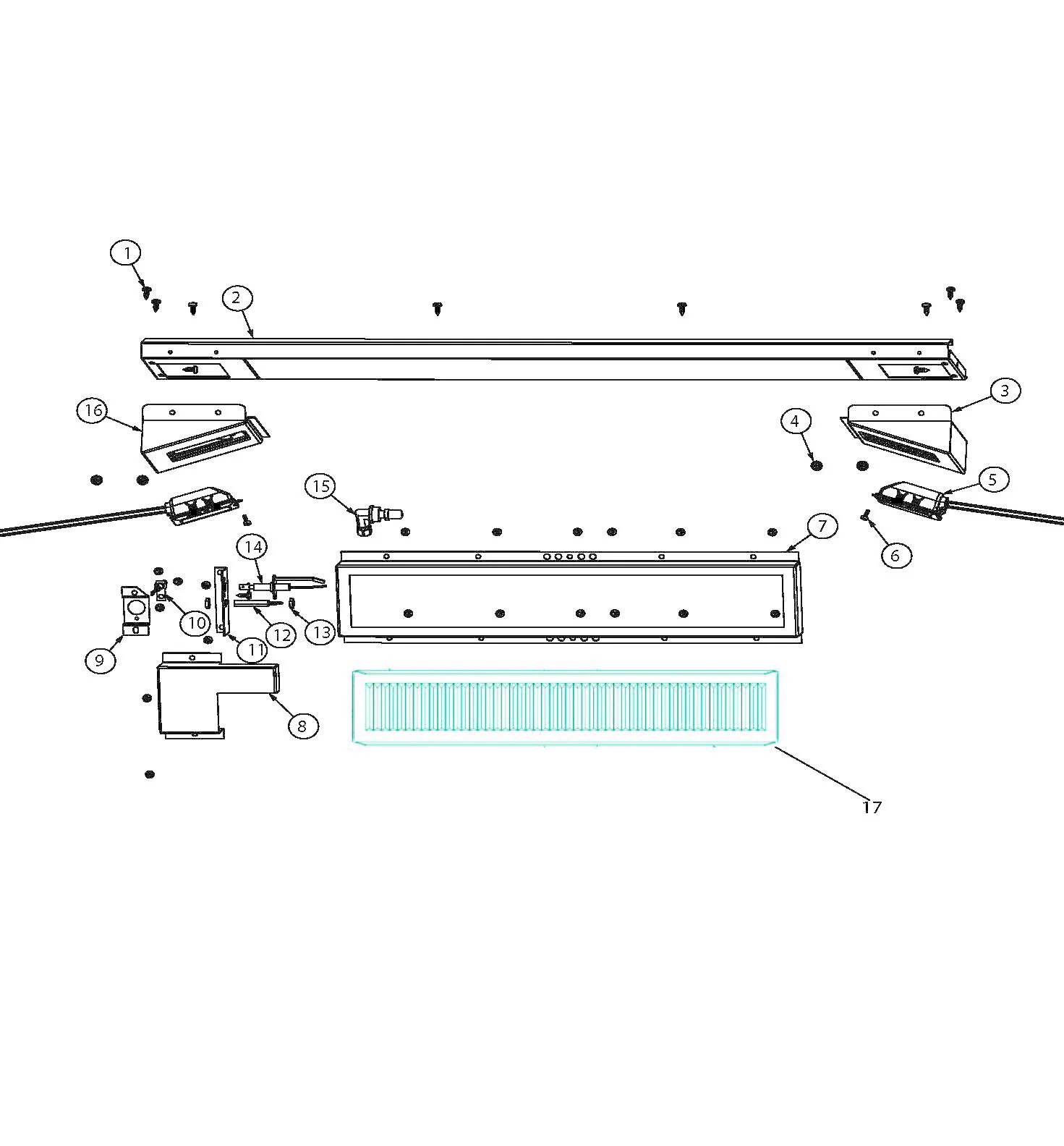 Viking VGBQ5323RE1 Grill Rotisserie Burner Area parts diagram