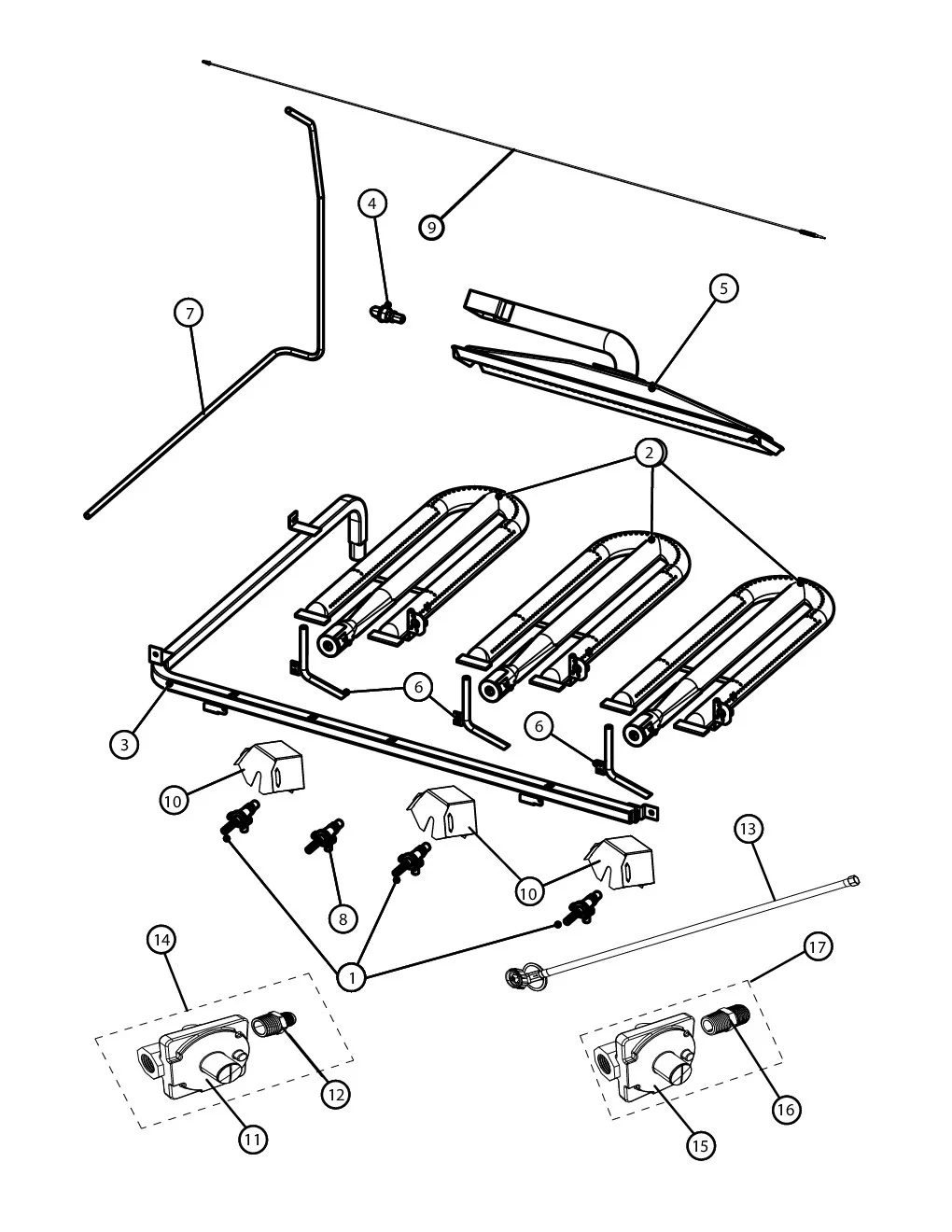 Viking VGBQ53624 Grill Gas parts diagram
