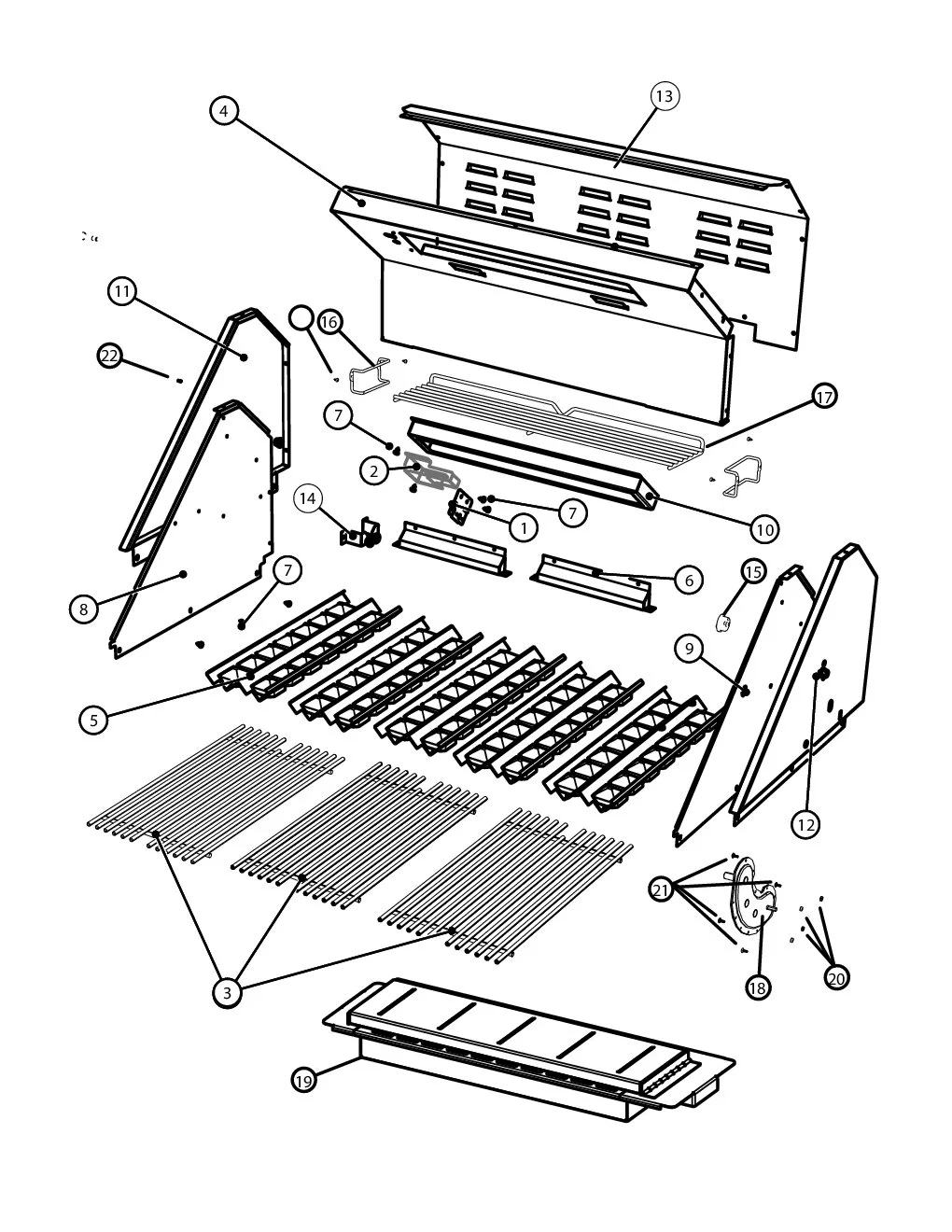 Viking VGBQ53624 Grill Base-upper parts diagram