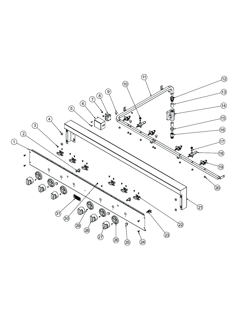 Viking VGBQ5404RE2 Grill Control Panel parts diagram
