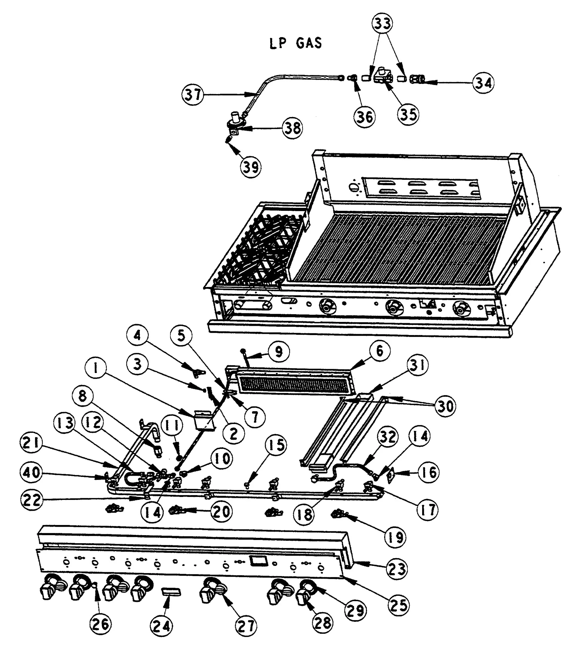 Viking VGBQ5323RS Grill Control-valve Assembly parts diagram