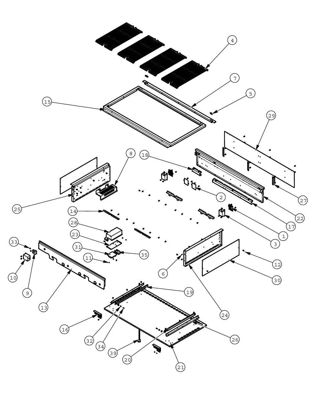 Viking VGBQ55404RE Grill Base parts diagram
